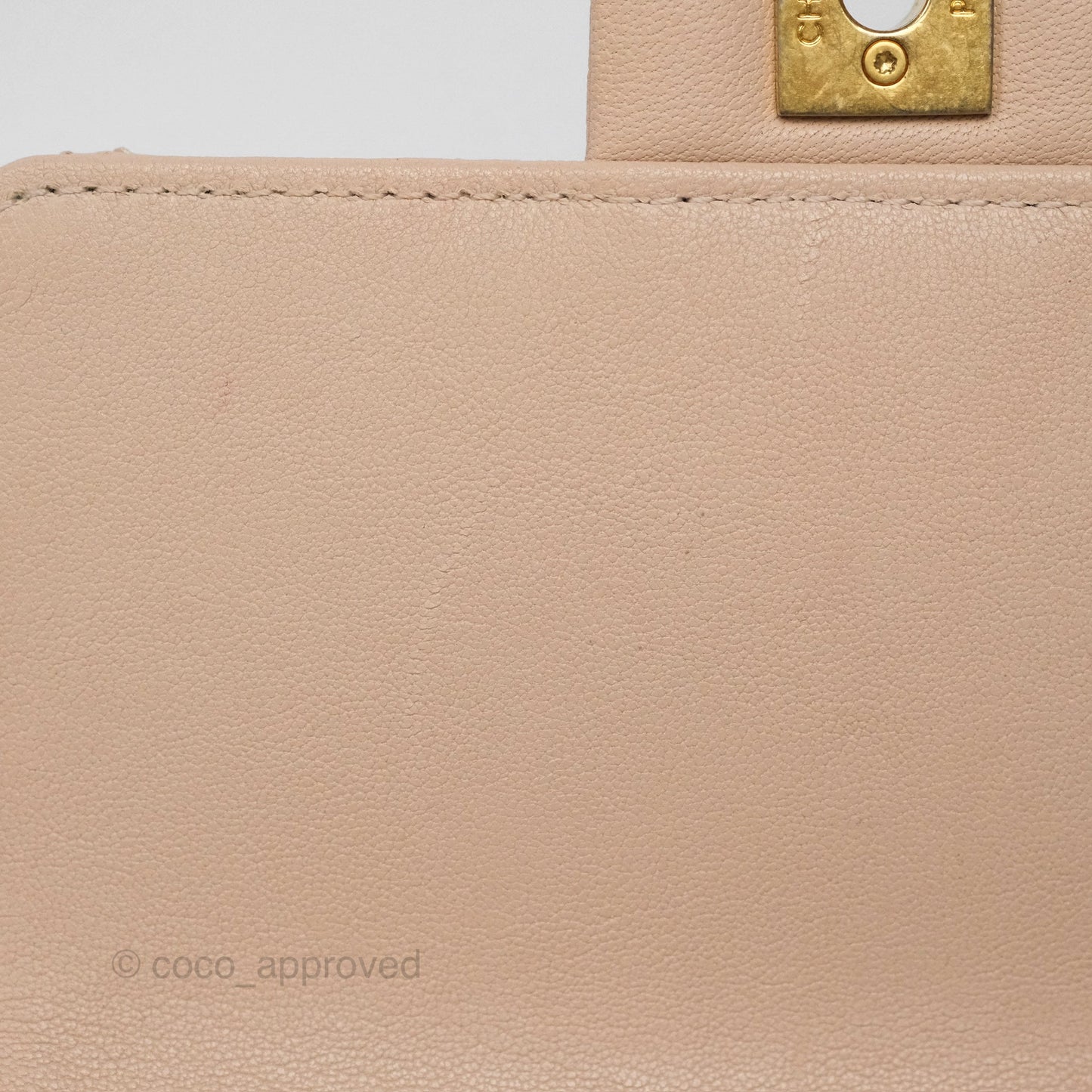 Chanel Quilted Chic Pearls Flap Beige Pink Goatskin Aged Gold Hardware