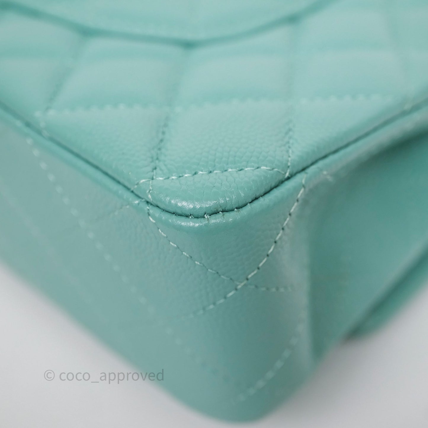 Chanel Classic M/L Medium Flap Quilted Tiffany Green Caviar Gold Hardware