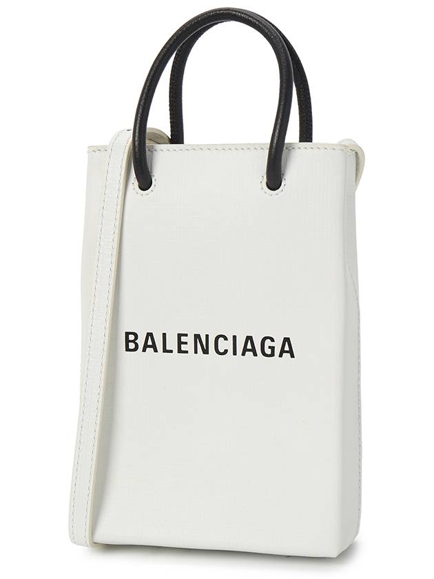 Luxury Balenciaga Logo Print Phone Holder Small Cross Bag White