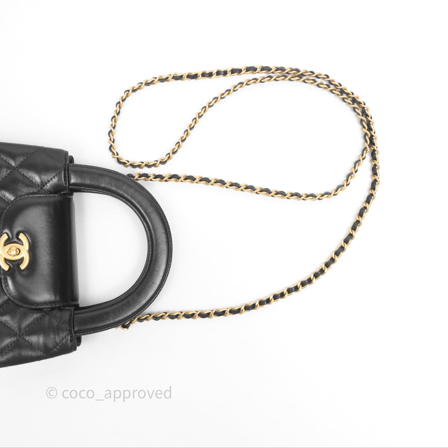 Chanel Kelly Bag Quilted Black Shiny Crumpled Calfskin Aged Gold Hardware