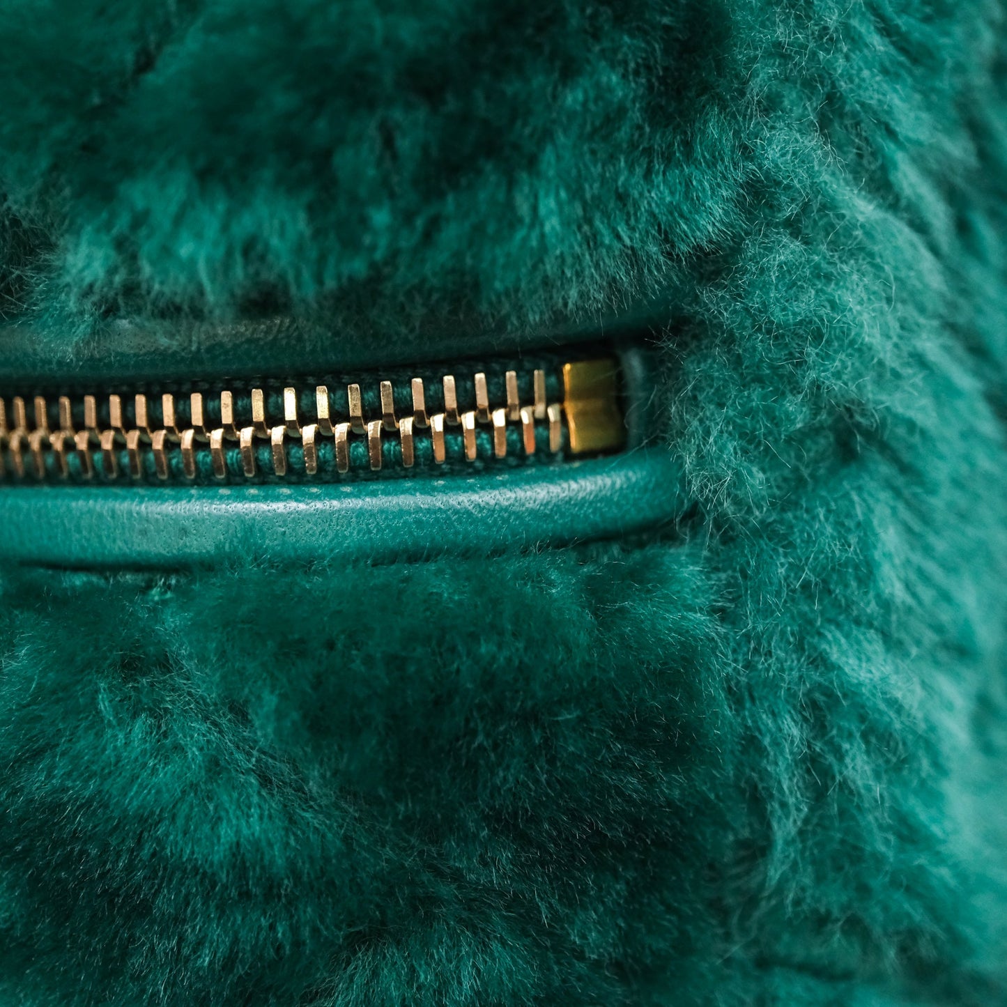 Chanel Small Vanity Case Green Shearling Aged Gold Hardware 22A