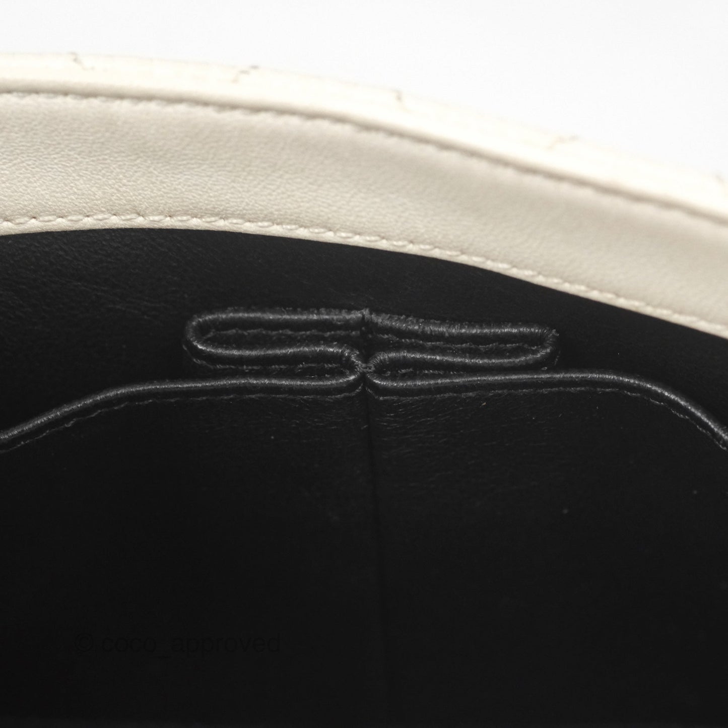 Chanel Small CC Filigree Flap Quilted Ivory Caviar