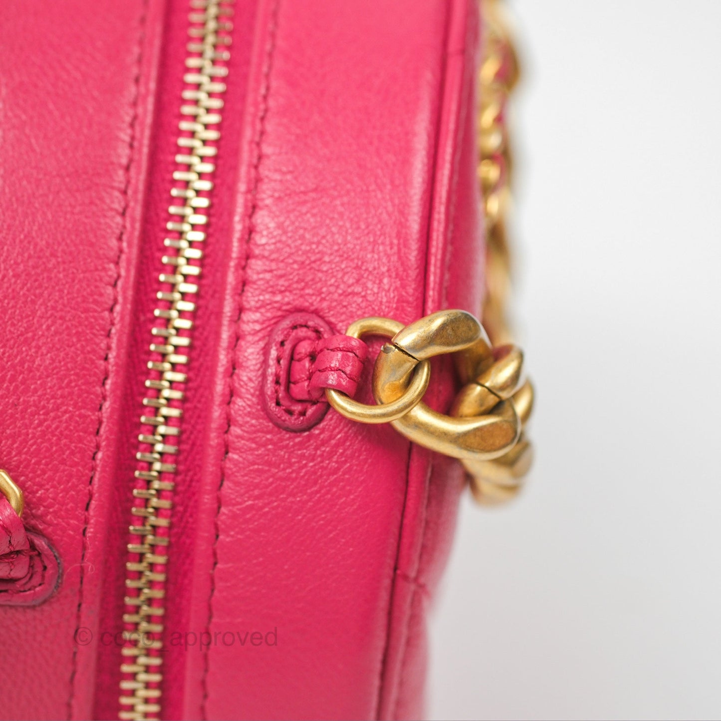 Chanel 19 Round Clutch With Chain Dark Pink Mixed Hardware