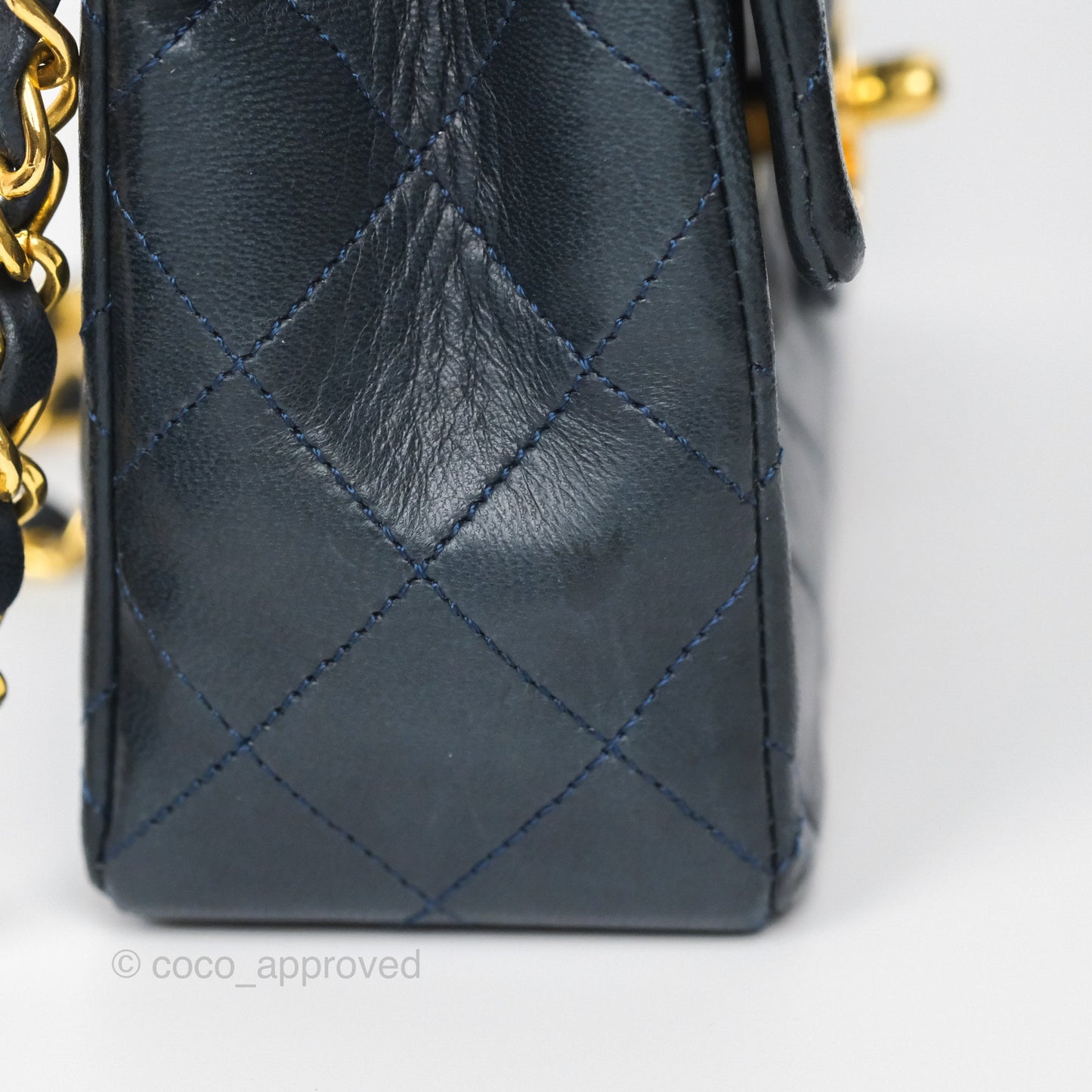 Chanel Vintage Mini Square Navy Lambskin 24K Gold Hardware