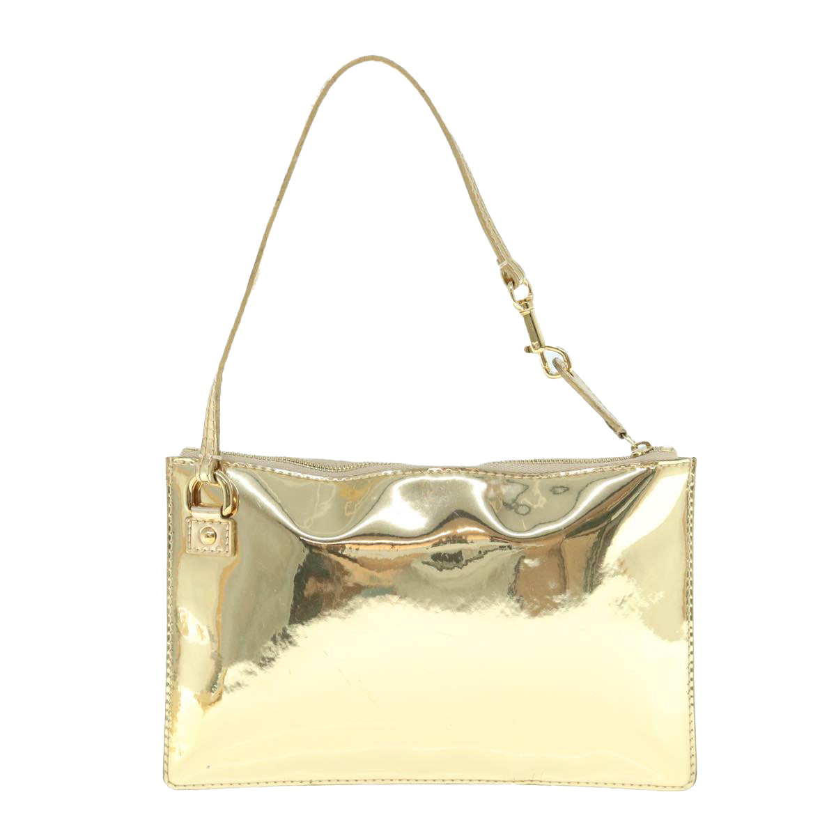 LOUIS VUITTON Monogram Miroir Pochette Plat Clutch Bag Gold M95278 63076