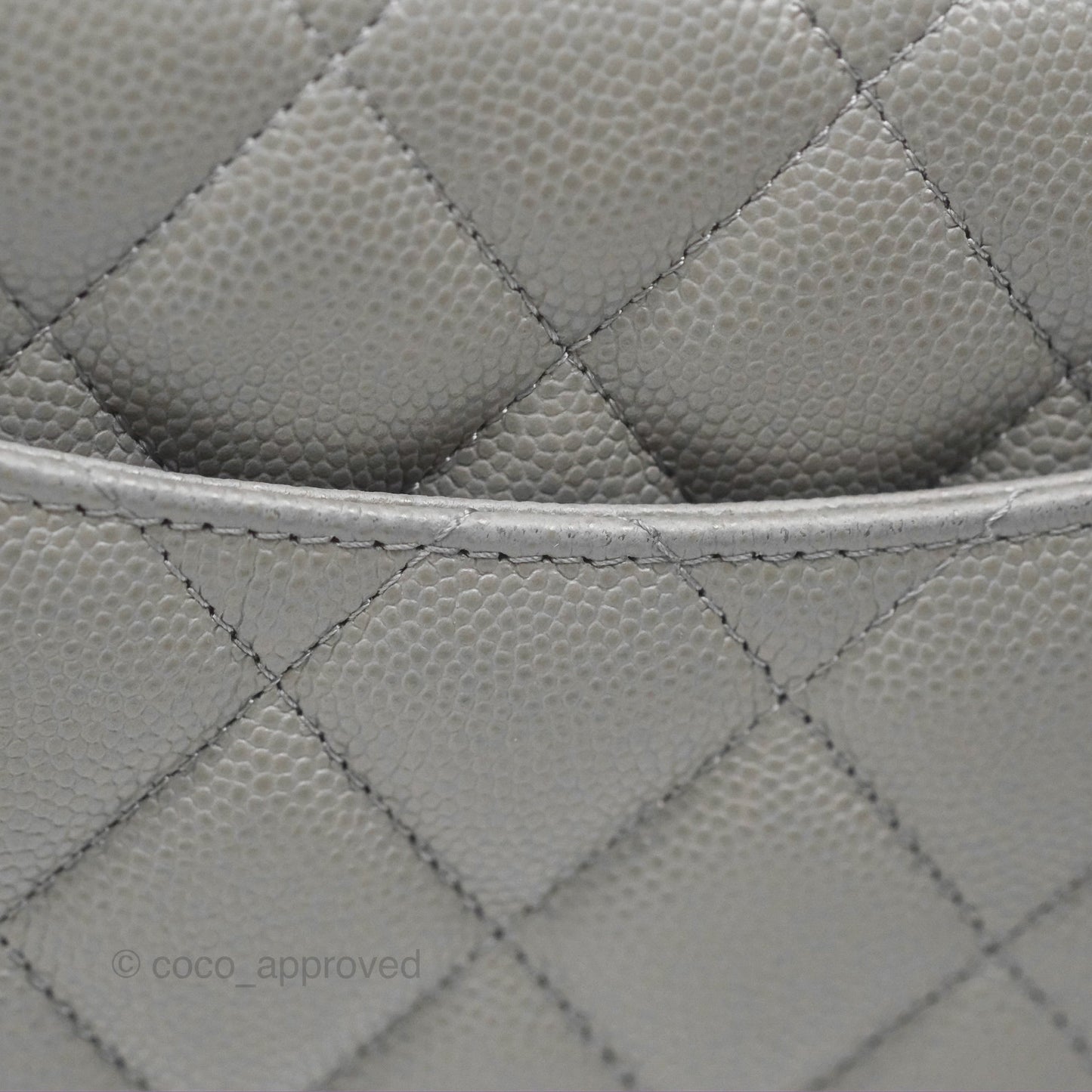 Chanel Classic Quilted Wallet On Chain WOC Grey Caviar Gold Hardware