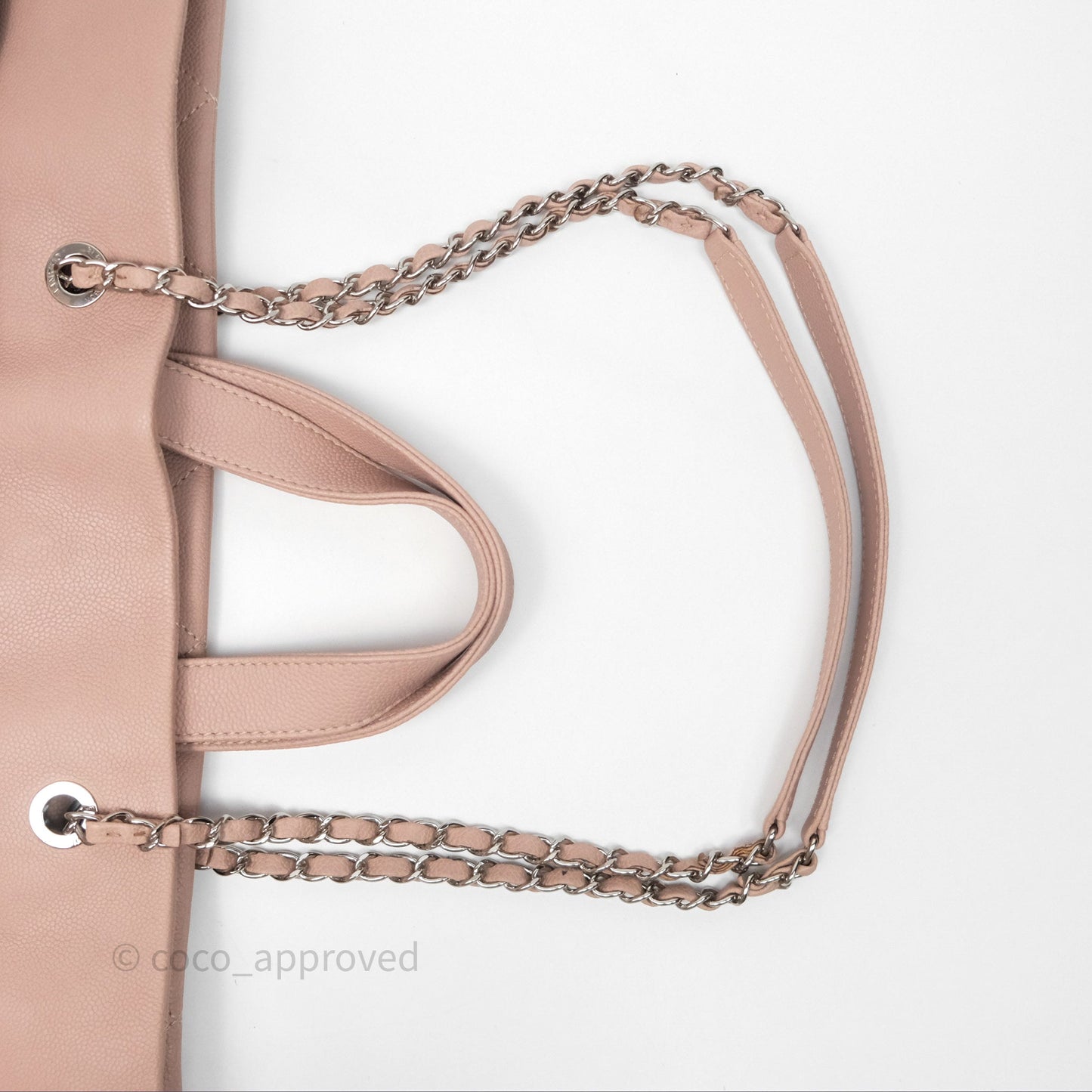 Chanel Quilted Tote Bag Pink Caviar Silver Hardware
