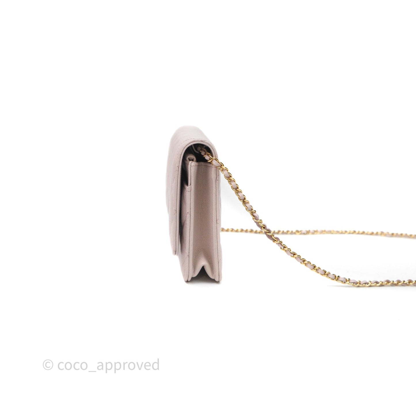 Chanel WOC Wallet On Chain CC Coco Chain Quilted Lilac Caviar Gold Hardware