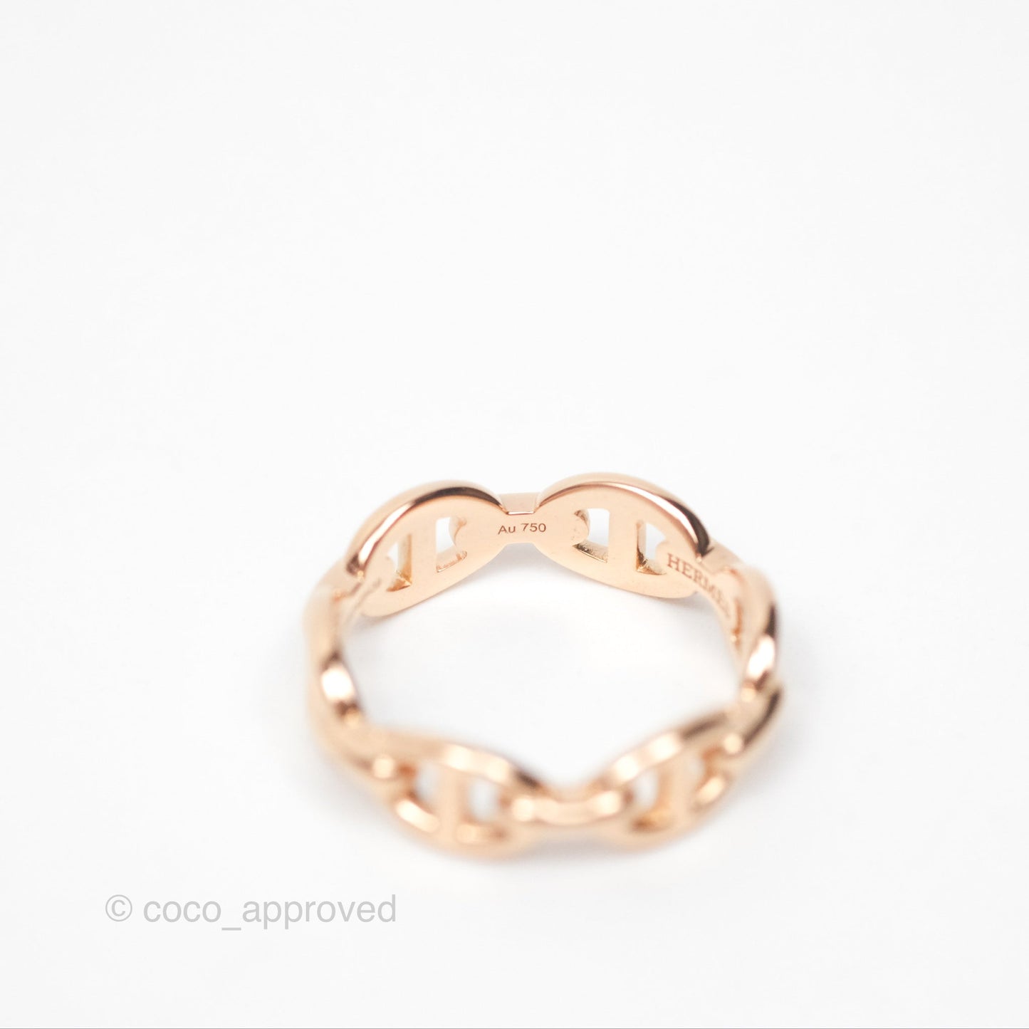 Hermès Chaine d'Ancre Enchainee Band Ring PM Rose Gold Size 51