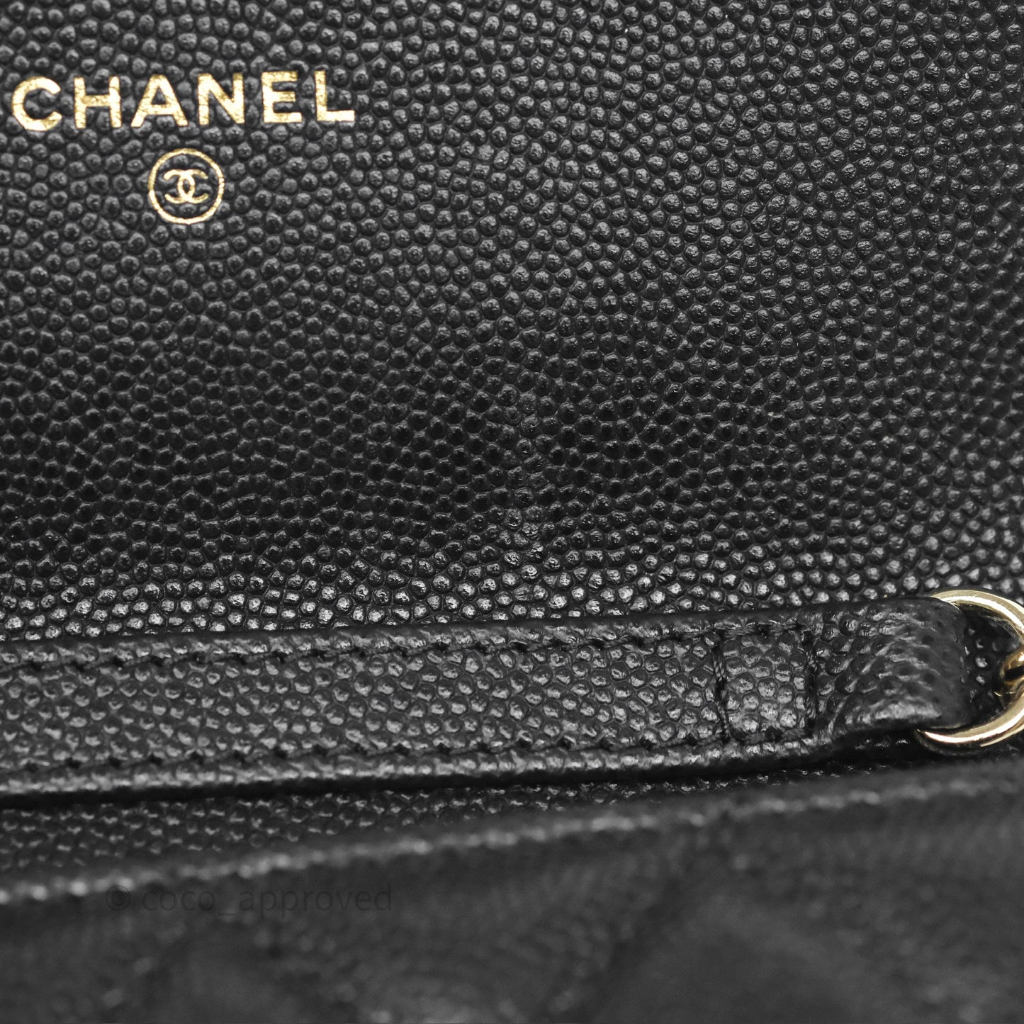 Chanel Mini Wallet With Chain Black Caviar Gold Hardware