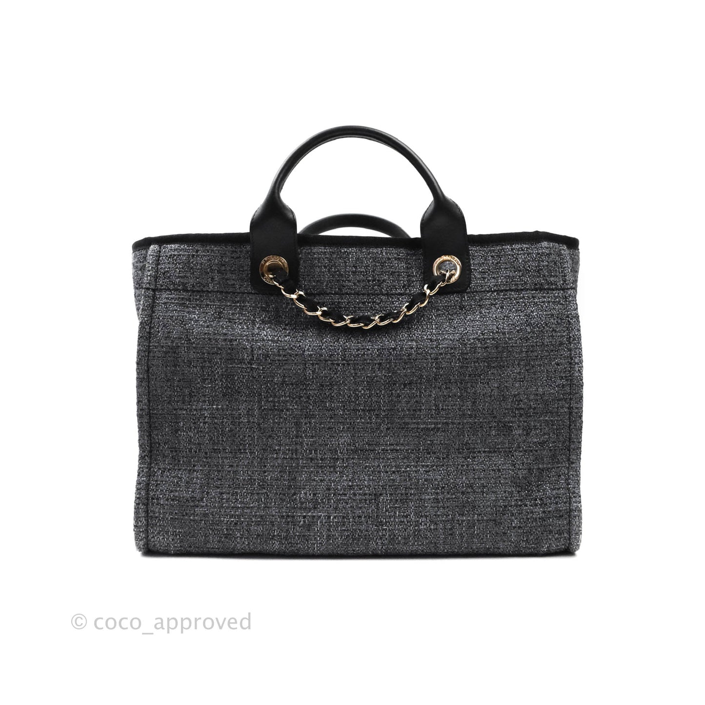 Chanel Large Deauville Charcoal Grey Canvas Gold Hardware