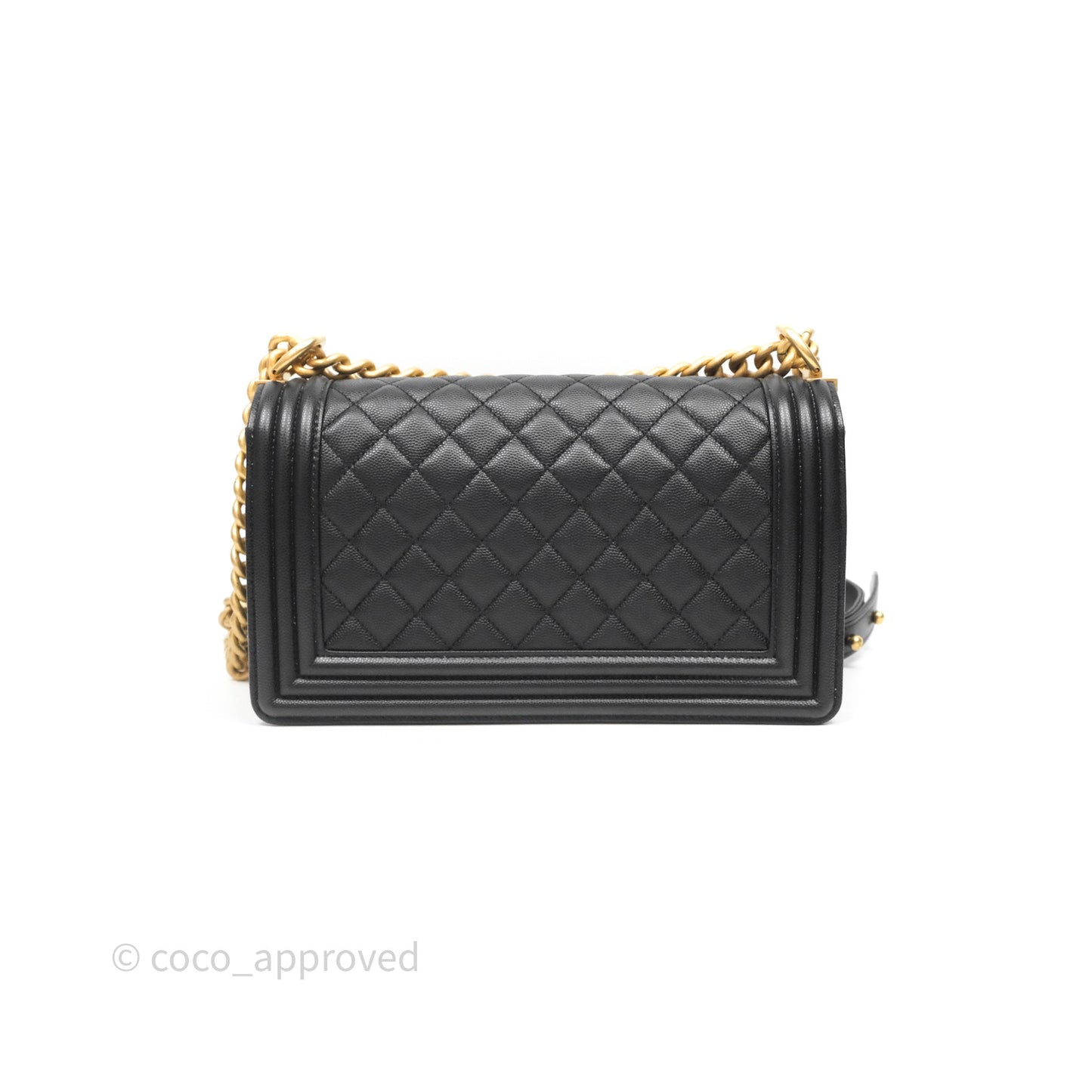 Chanel Medium Boy Quilted Black Caviar Aged Gold Hardware