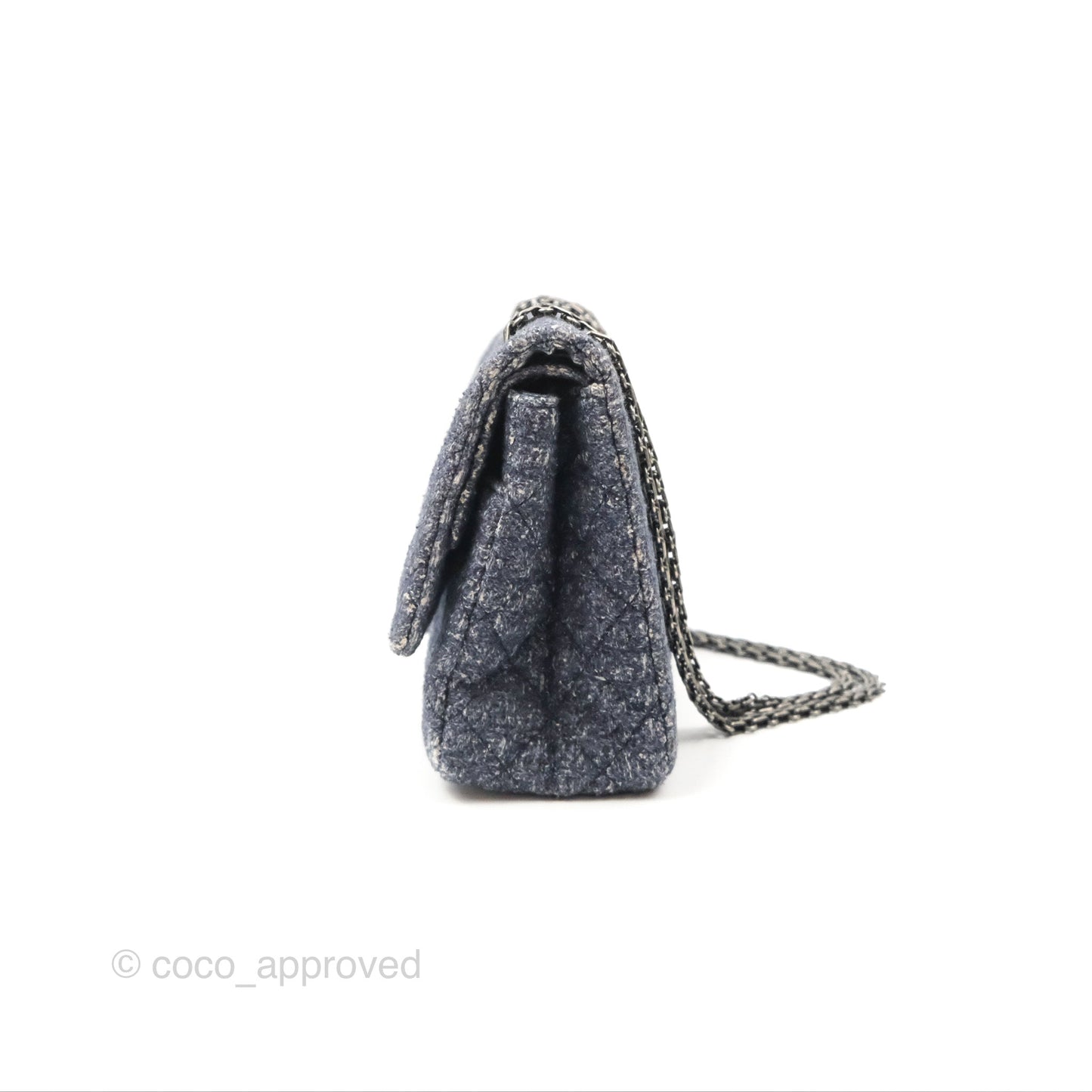 Chanel Reissue 226 Quilted Navy Tweed Ruthenium Hardware