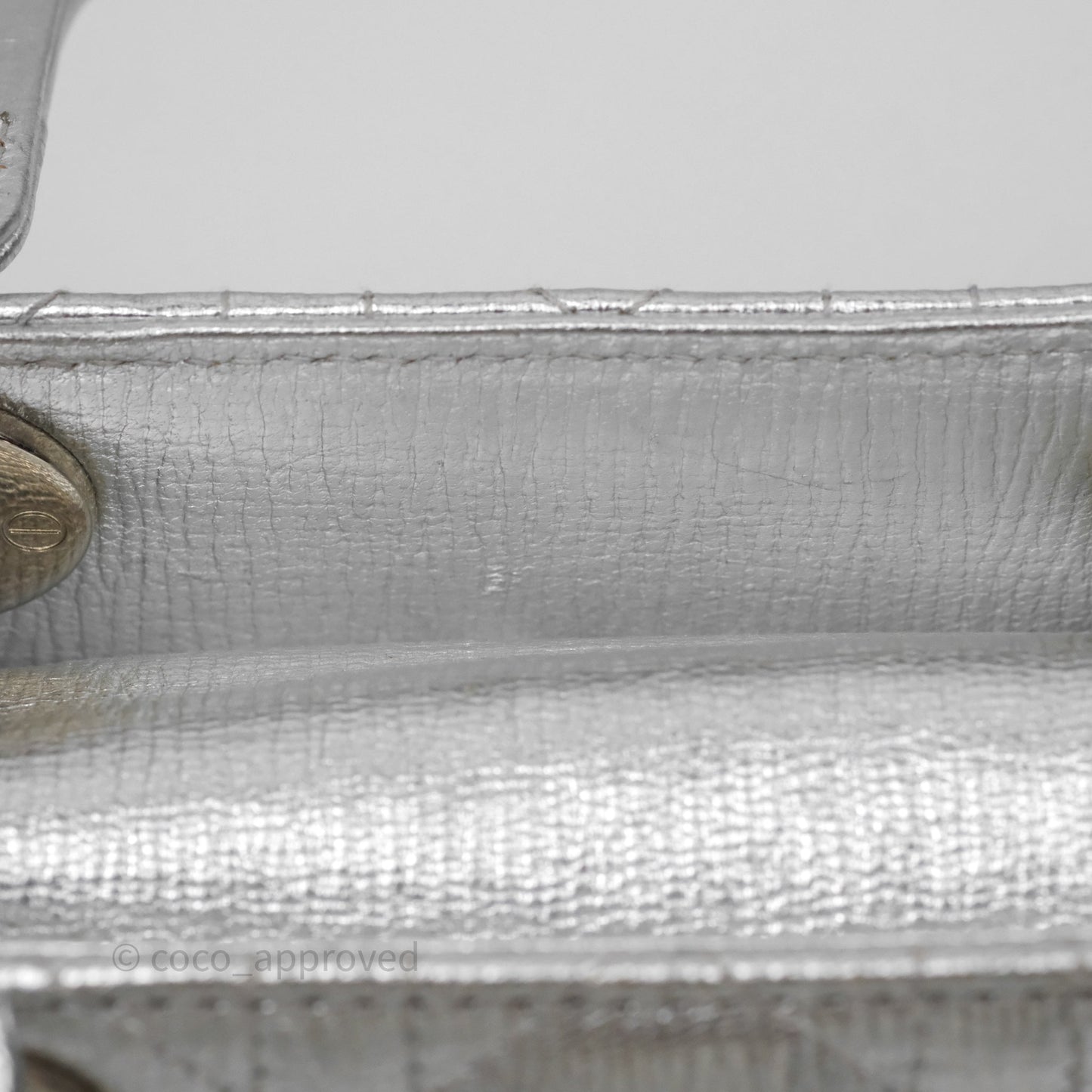 Christian Dior Small Lady Dior My ABCDior Silver Metallic Grained Calfskin Cannage