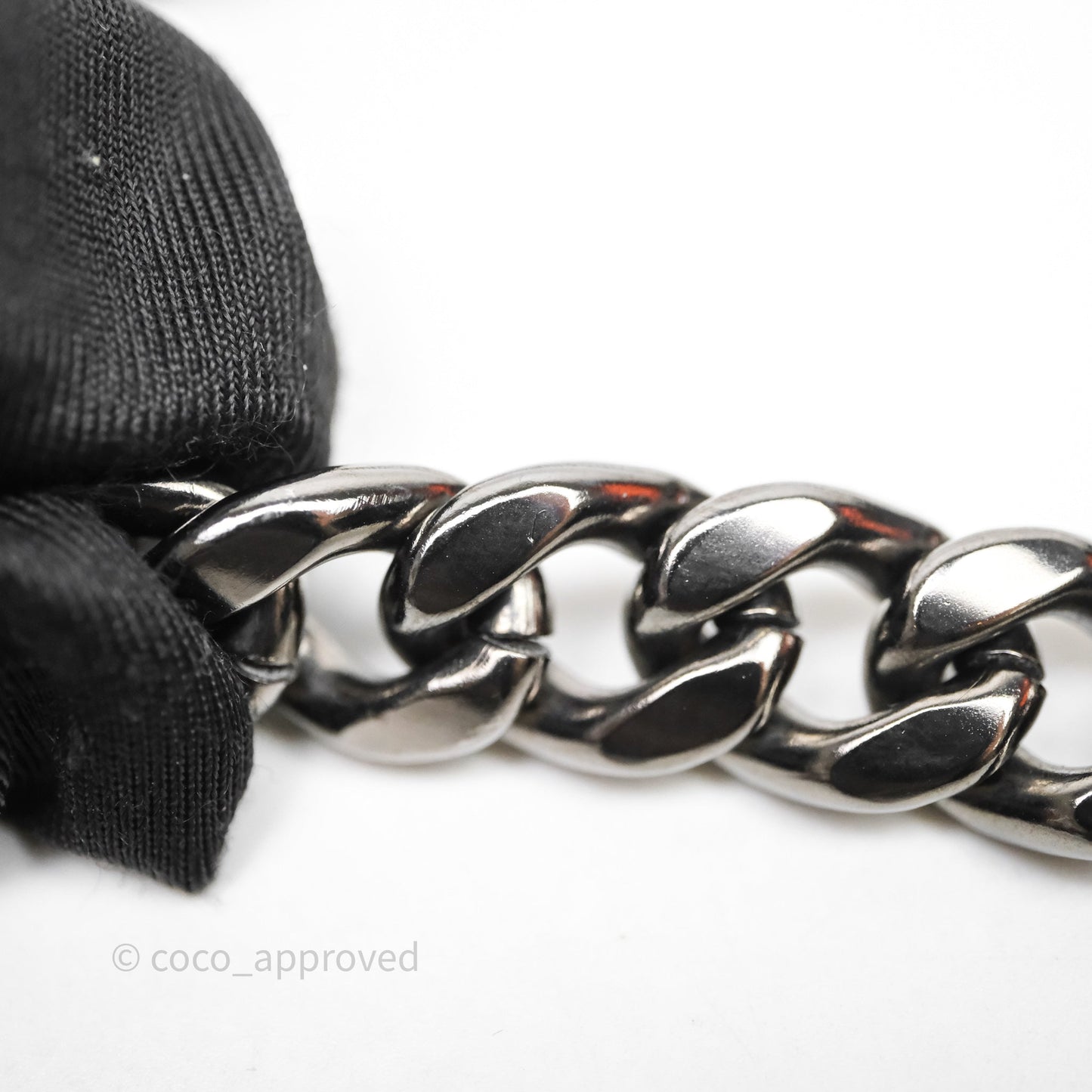 Chanel CC Guitar Charm Necklace Gun Metal Tone 20P