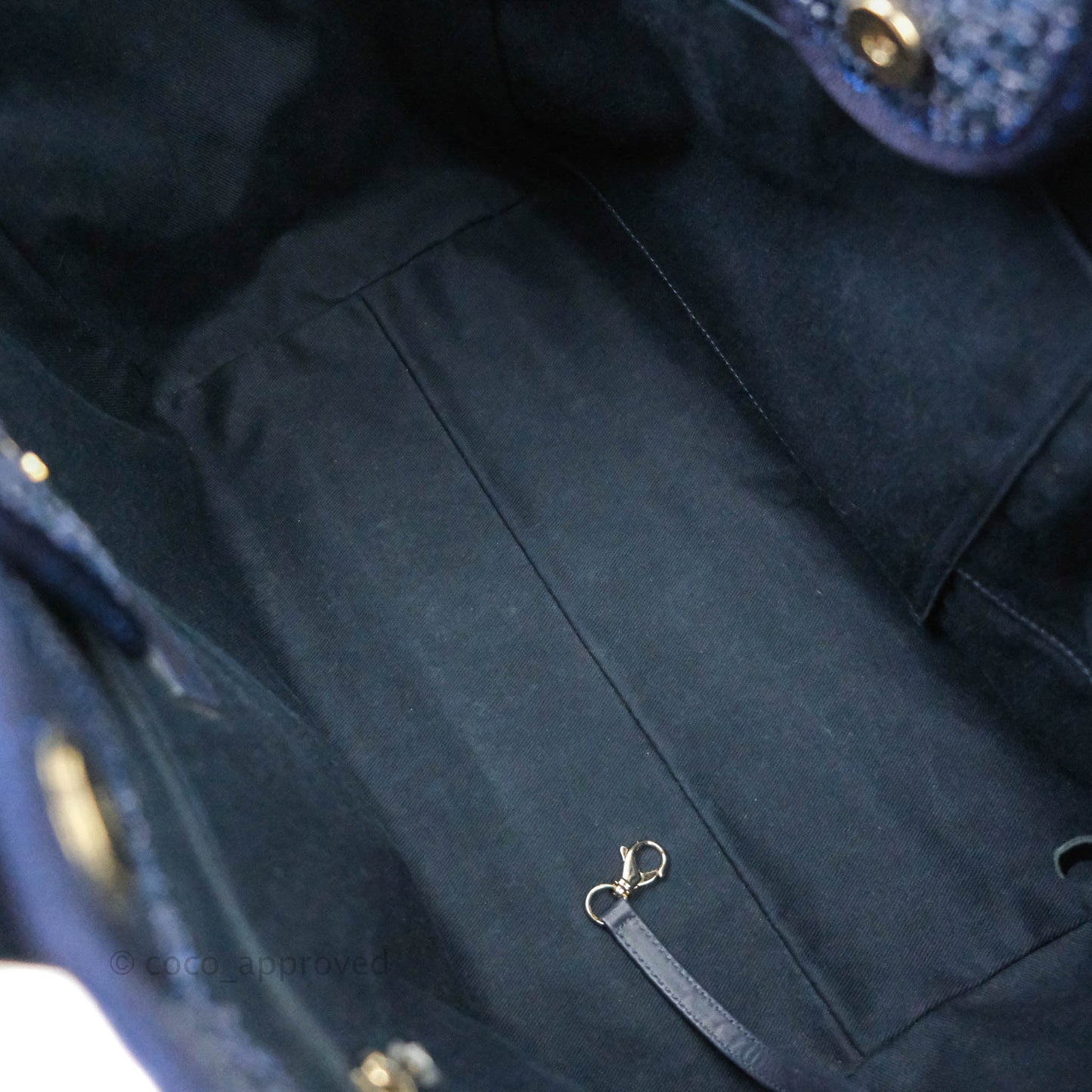 Chanel Large Deauville Navy Blue Canvas Gold Hardware