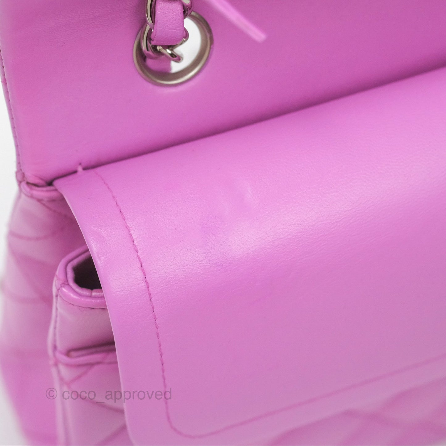 Chanel Medium Classic Flap Quilted Purple Lambskin Silver Hardware