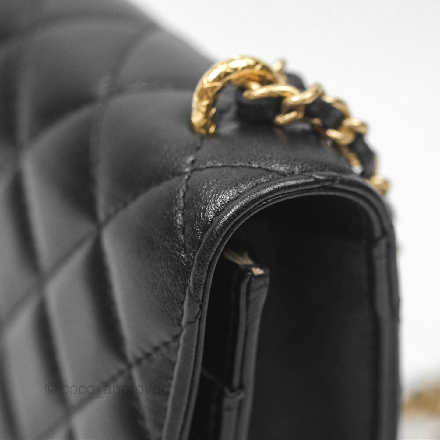 Chanel Quilted Dynasty Wallet on Chain WOC Black Shiny Lambskin Gold Hardware