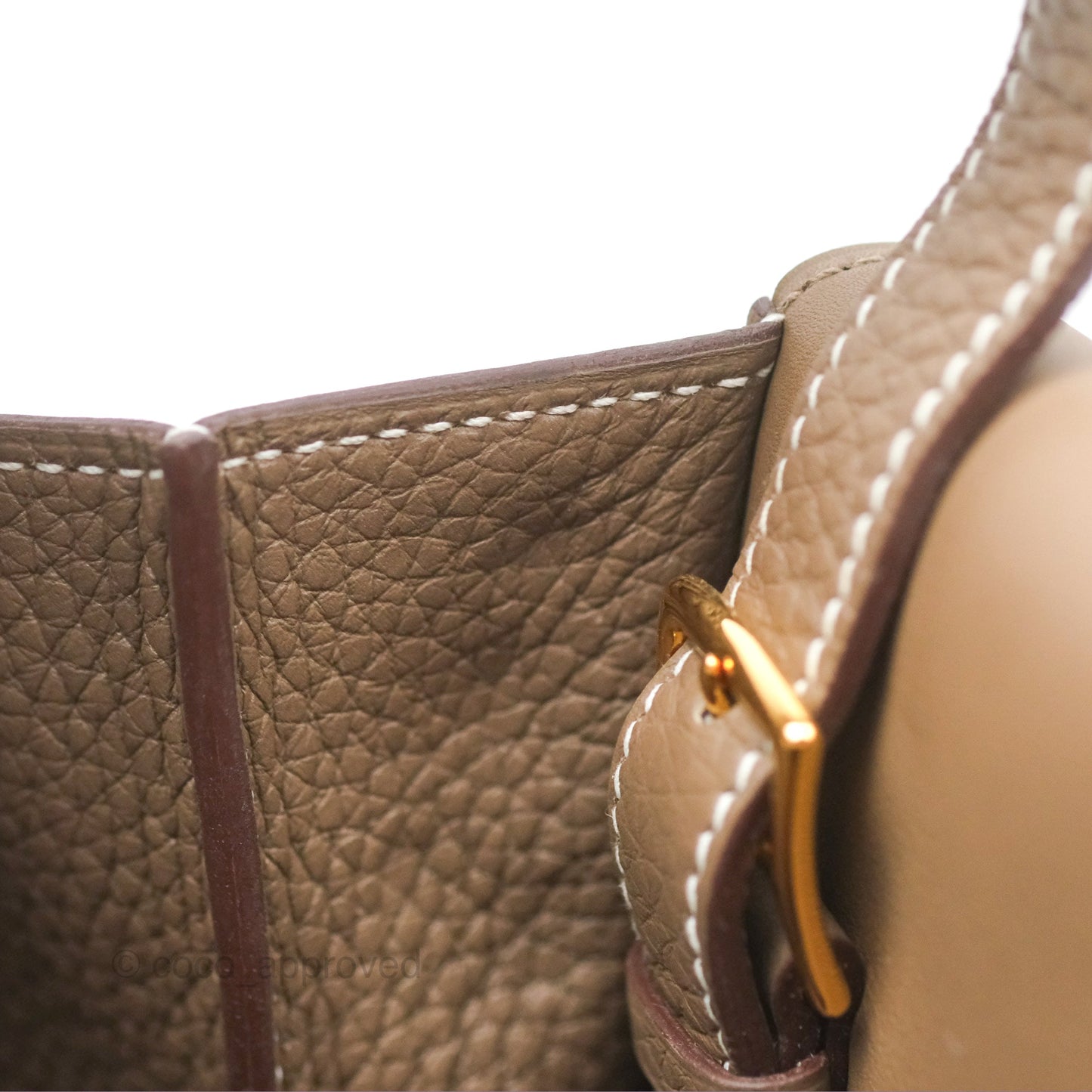 Hermès Halzan 31 Etoupe Clemence Gold Hardware