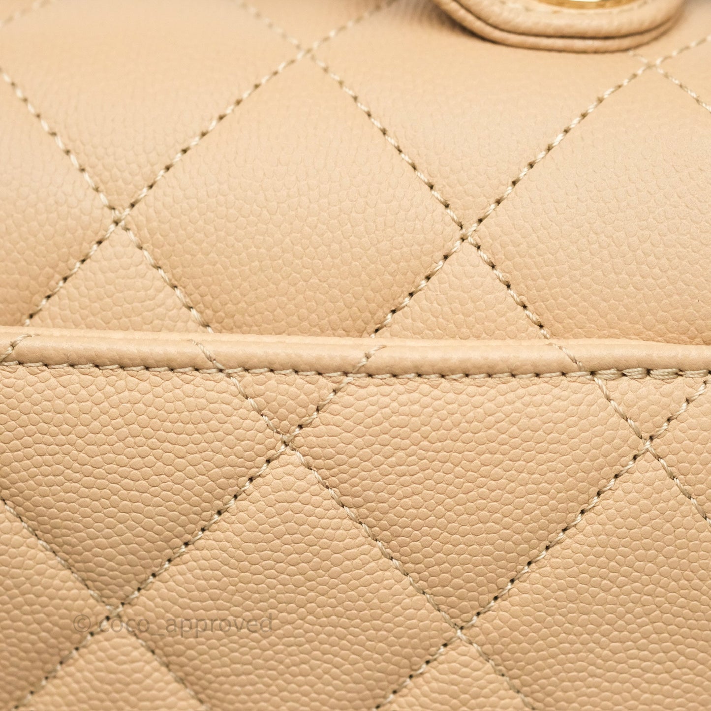Chanel Small Business Affinity Flap Quilted Beige Caviar Gold Hardware