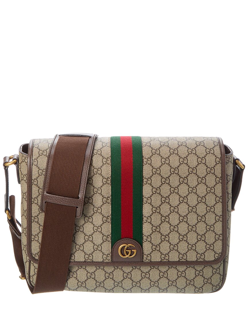 Luxury Gucci Trending 2025 Ophidia Large GG Supreme Canvas & Leather Shoulder Bag