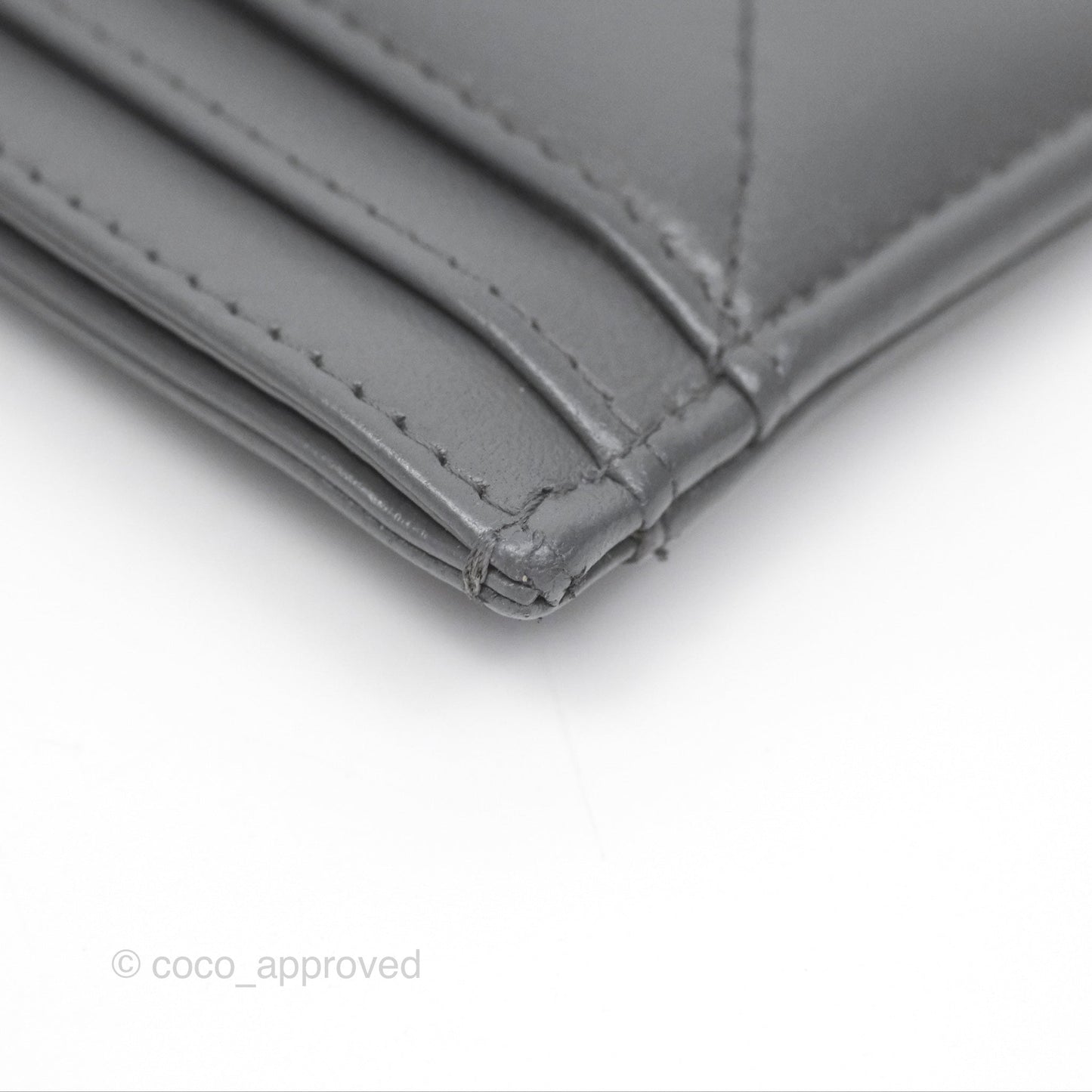 Chanel 19 Quilted Flat Card Holder Dark Grey Lambskin