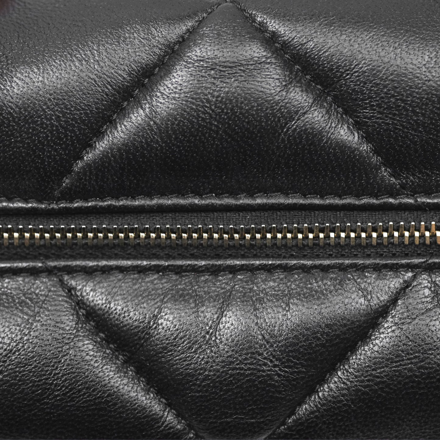 Chanel Small Quilted Bowling Bag Black Lambskin Aged Gold Hardware