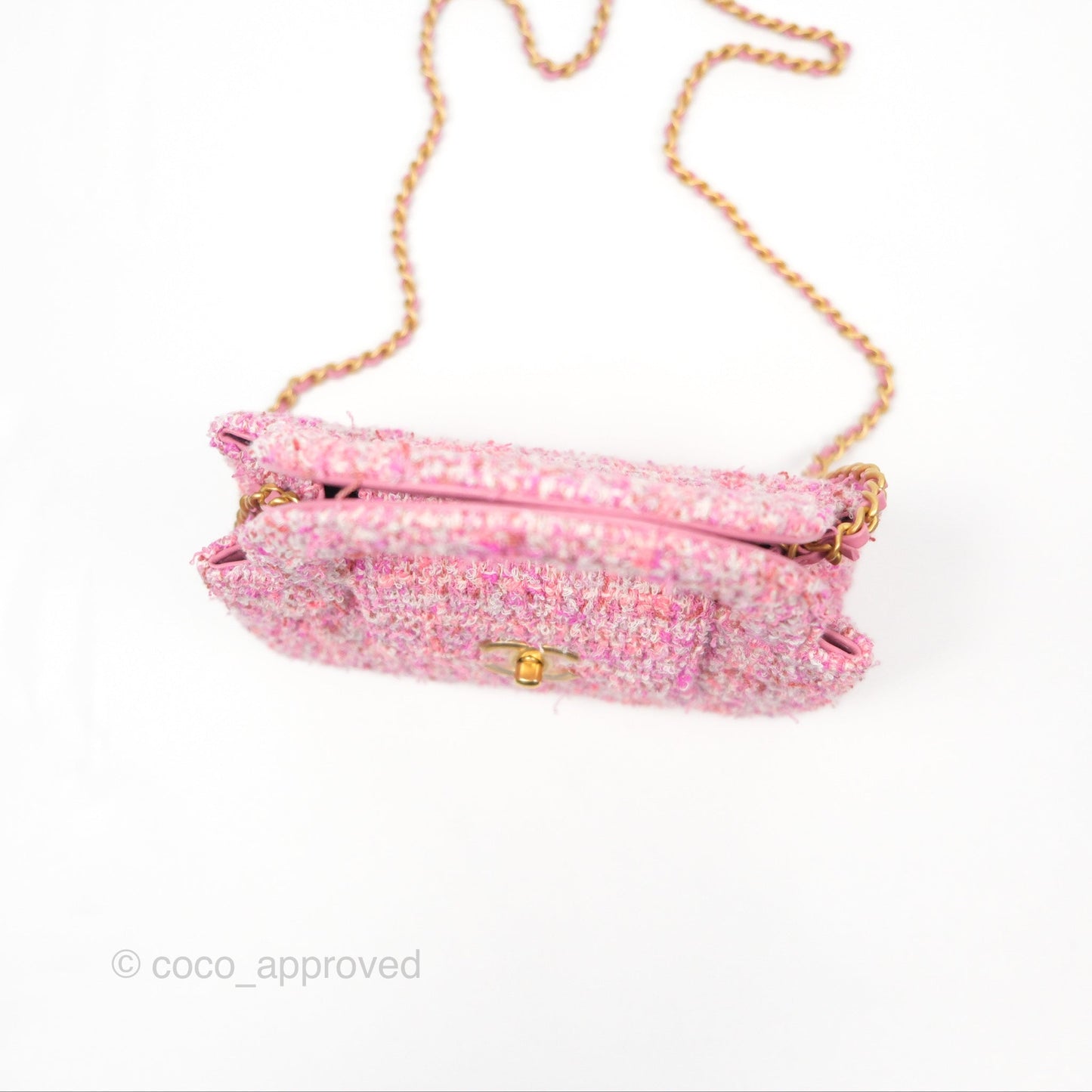 Chanel Kelly Bag Pink Tweed Aged Gold Hardware