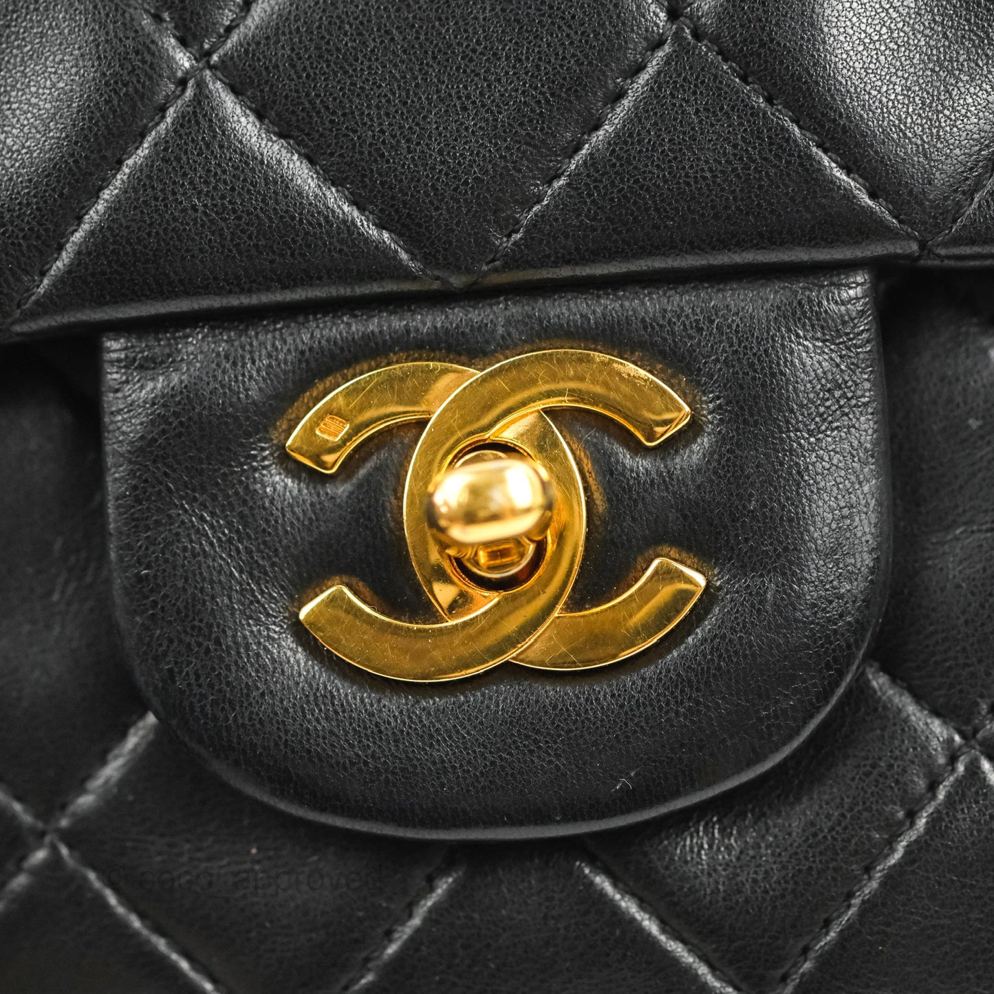 Chanel Vintage Medium Double Flap Black Lambskin 24K Gold Hardware