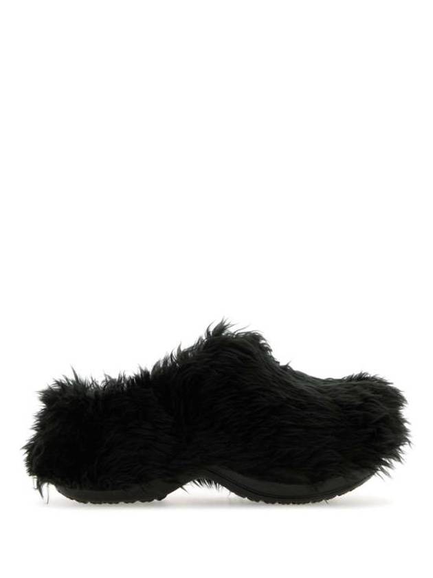Luxury Balenciaga Fake Fur Mule Black