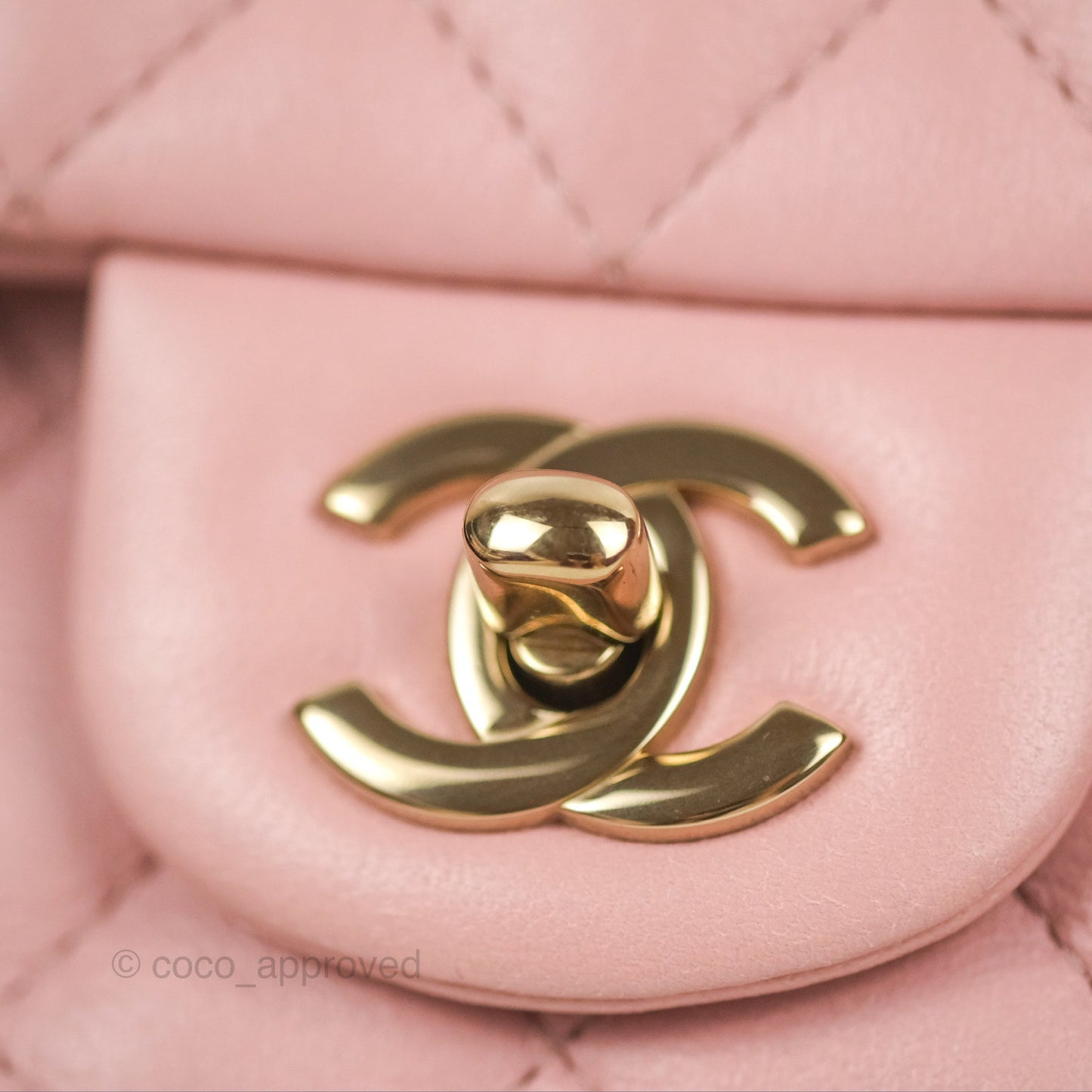 Chanel Quilted Mini Square Flap Pink Lambskin Gold Hardware