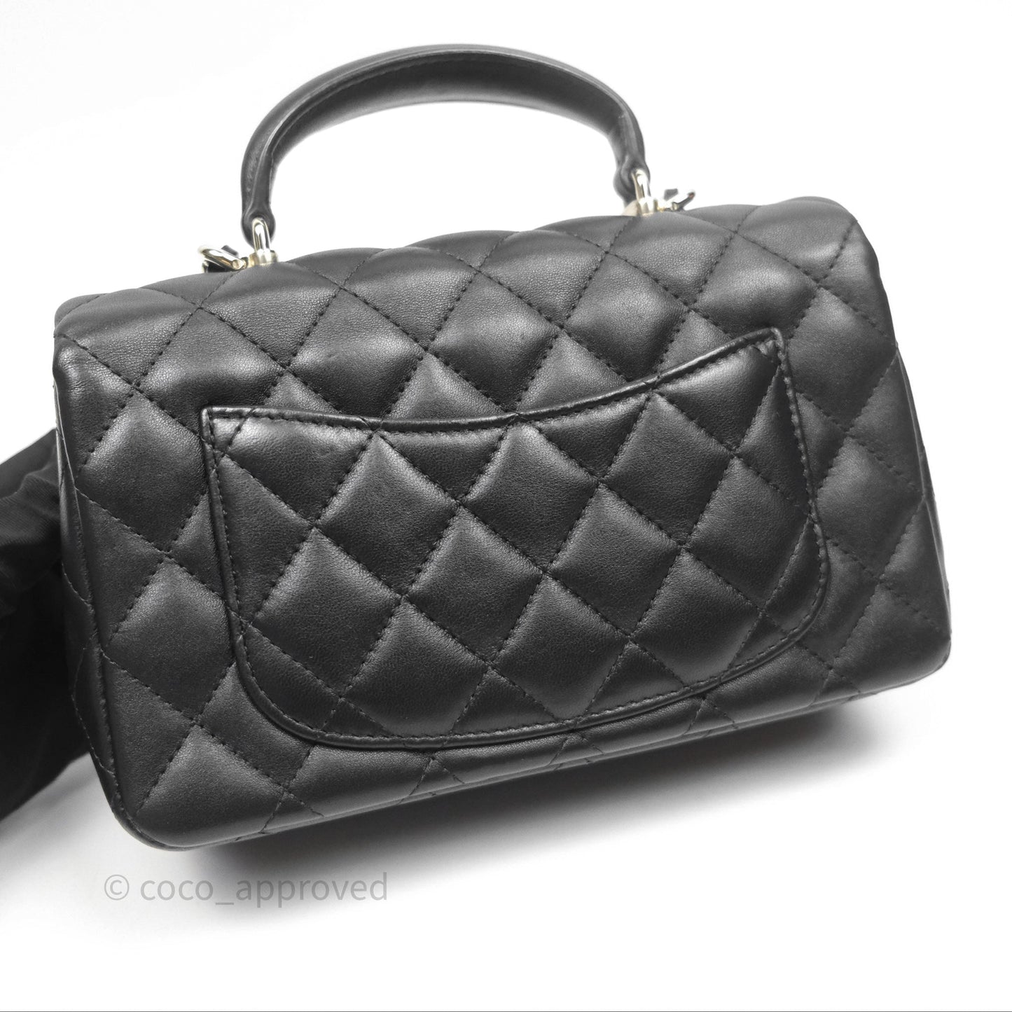 Chanel Top Handle Mini Rectangular Flap Black Lambskin Gold Hardware