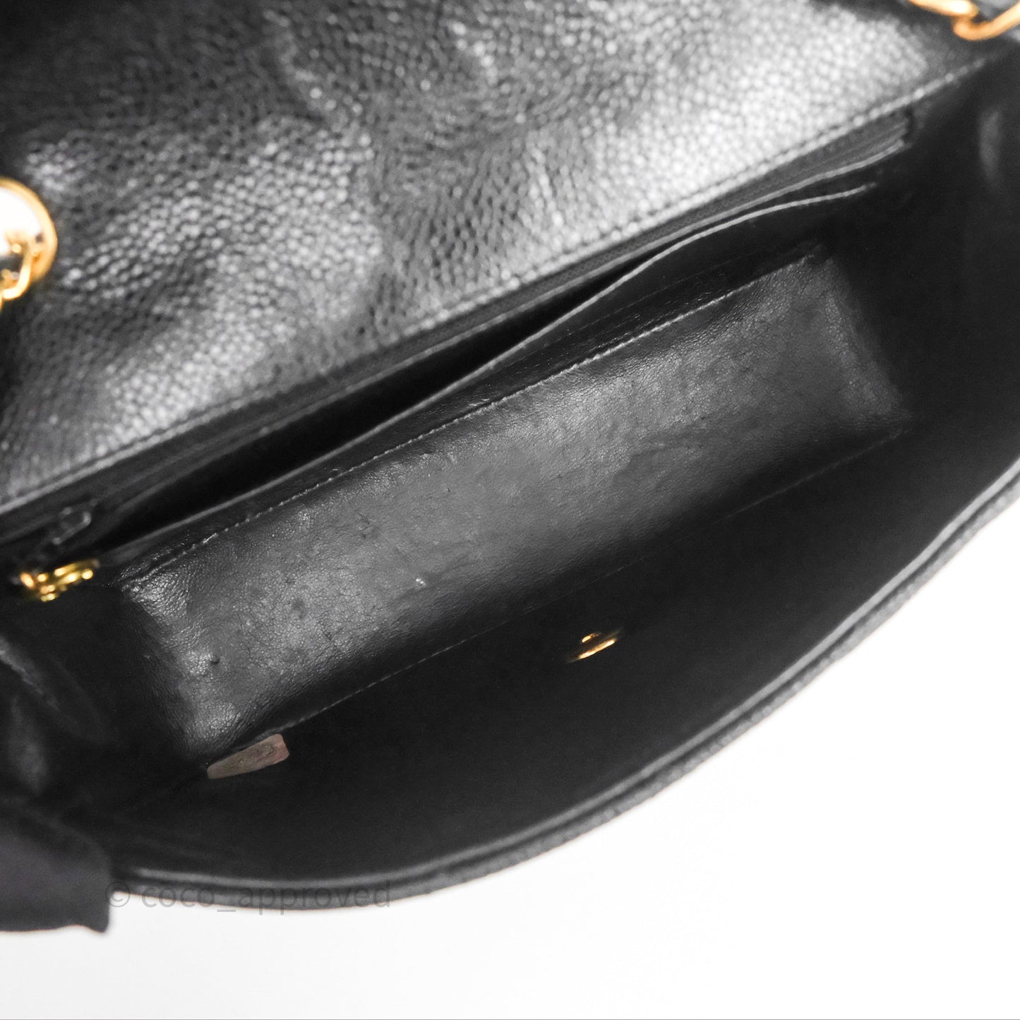 Chanel Small Vintage Quilted Classic Diana Flap Bag Black Caviar 24K Gold Hardware