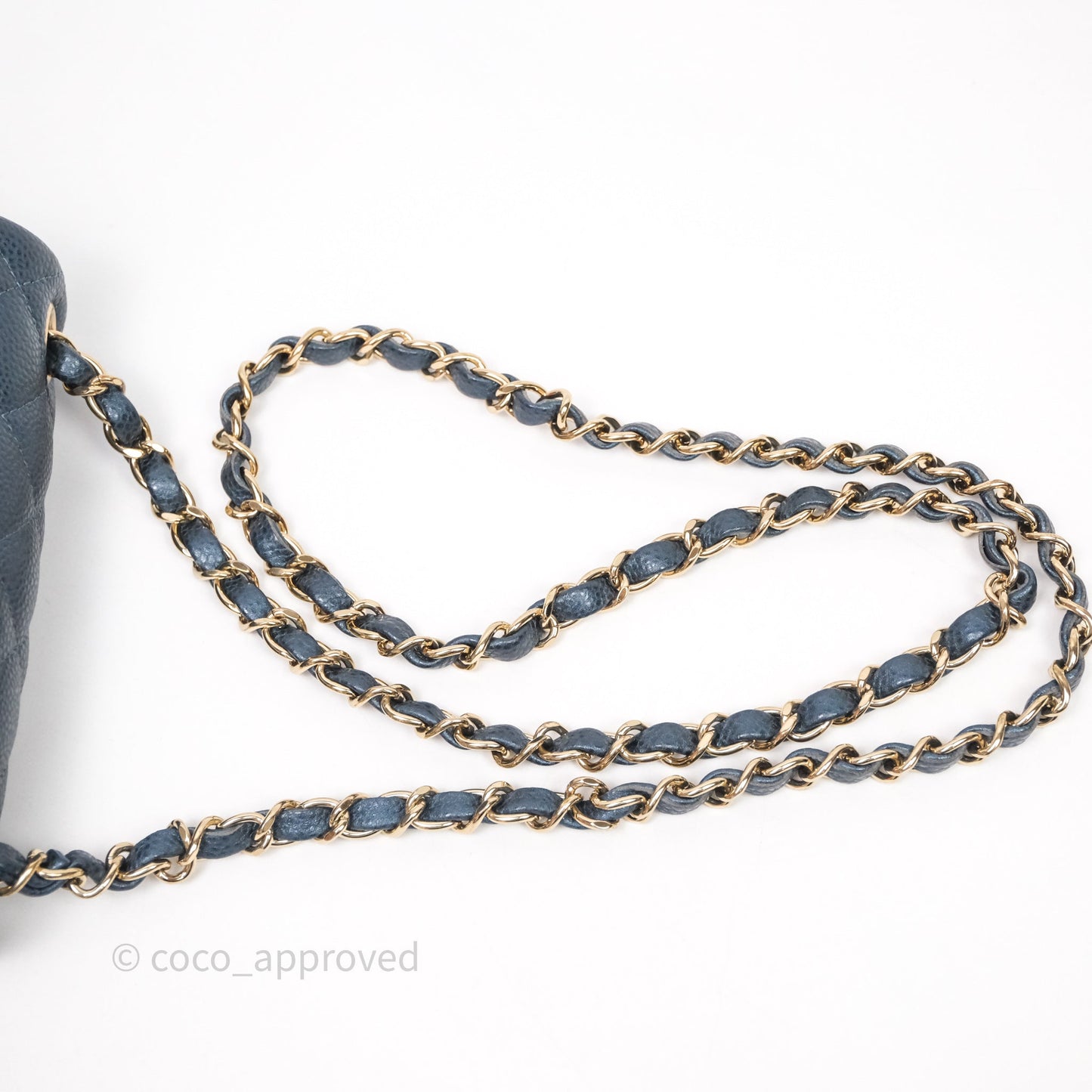Chanel Quilted Mini Square Iridescent Navy Caviar Gold Hardware