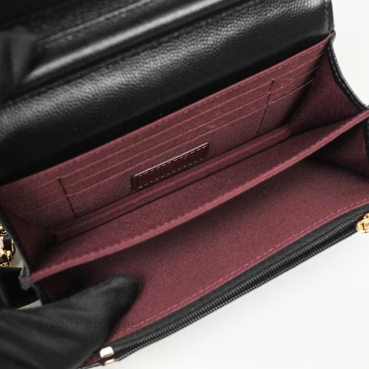 Chanel Quilted Mini Wallet on Chain WOC Black Caviar Gold Hardware