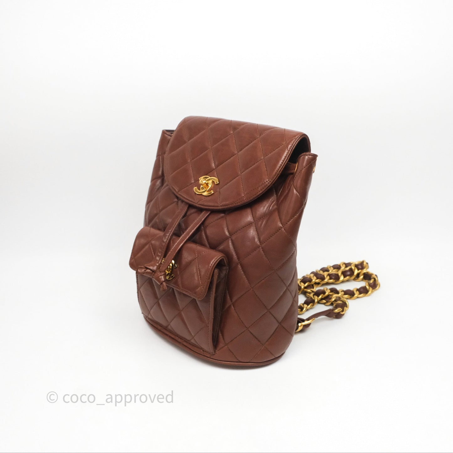 Chanel Vintage CC Duma Backpack Brown Lambskin 24K Gold Hardware