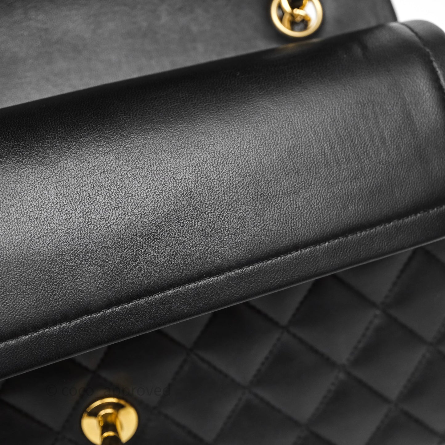 Chanel Quilted Classic M/L Medium Flap  Black Lambskin Gold Hardware