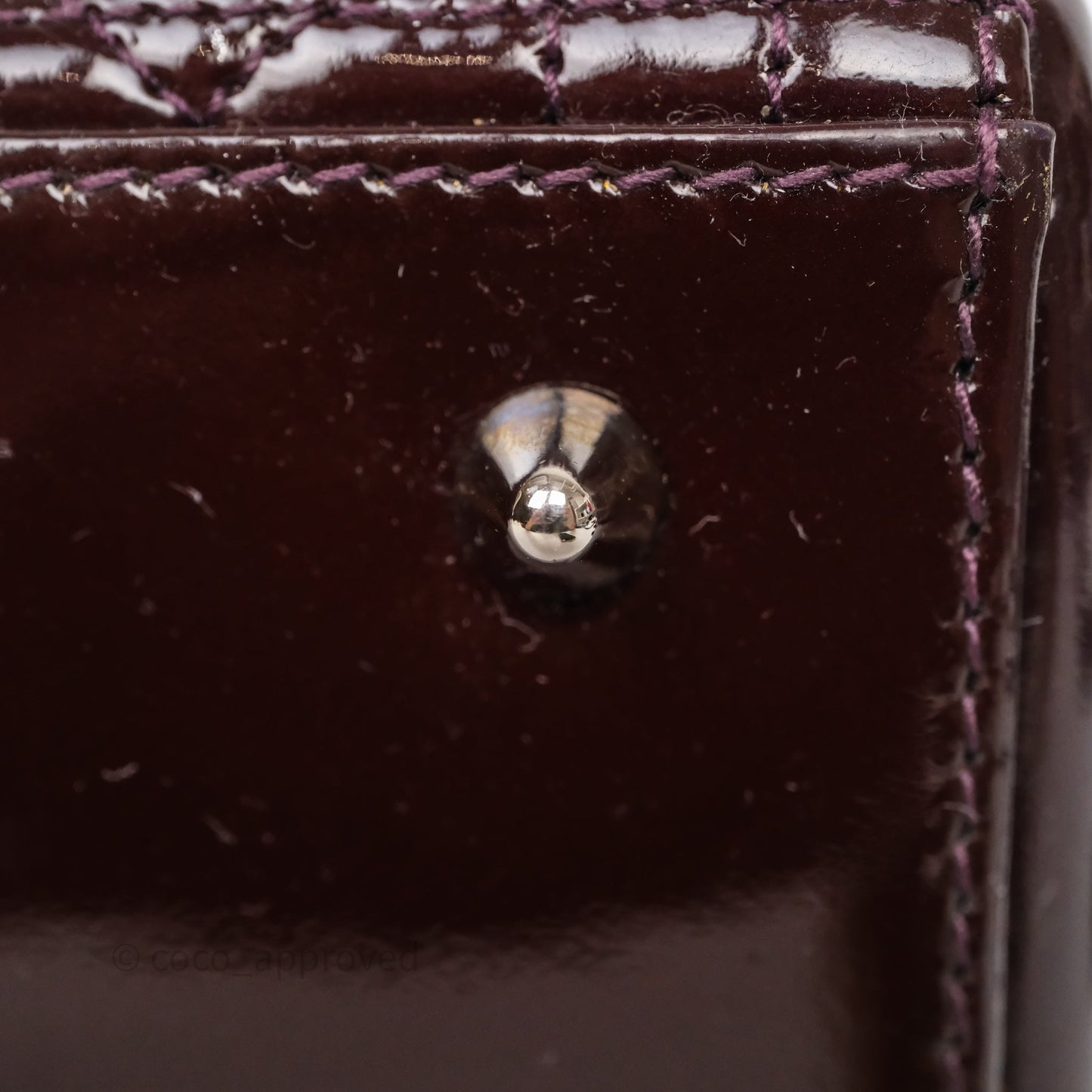 Christian Dior Medium Lady Dior Burgundy Patent Silver Hardware