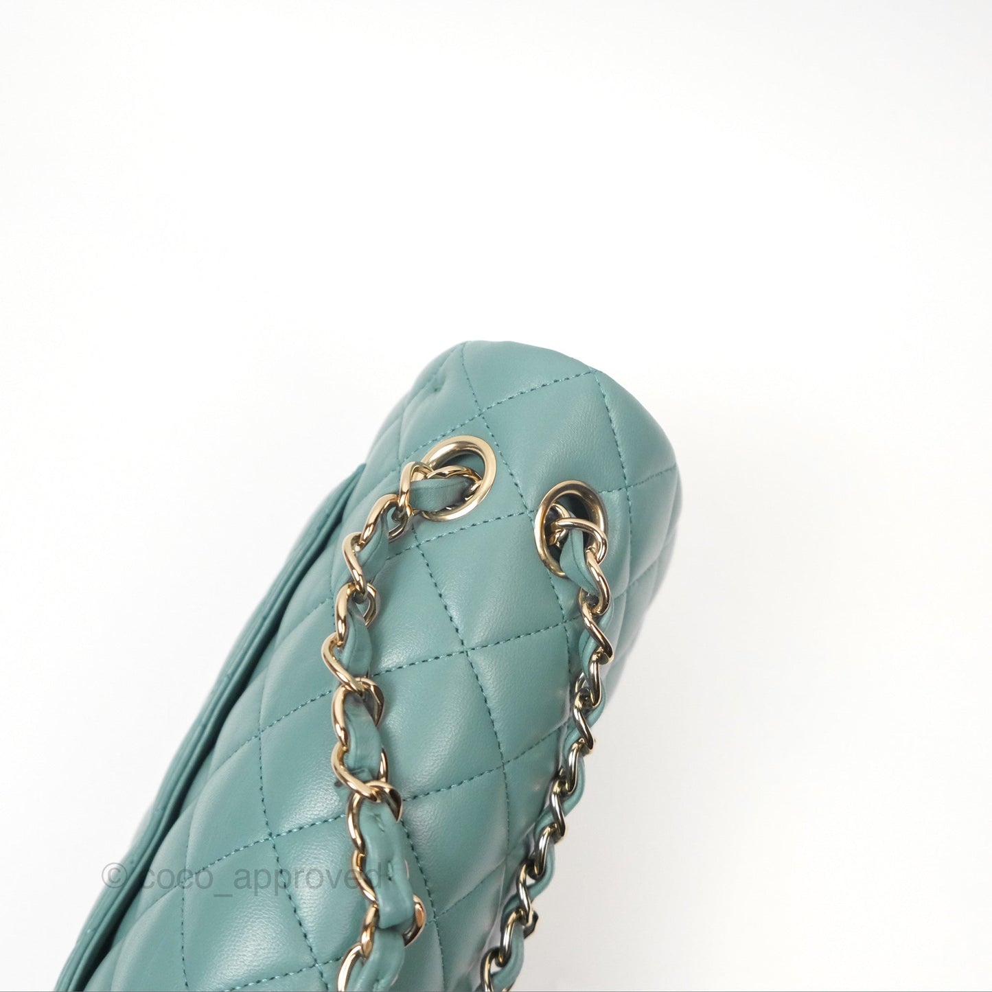 Chanel Small Quilted Classic Flap Dark Tiffany Green Lambskin Gold Hardware