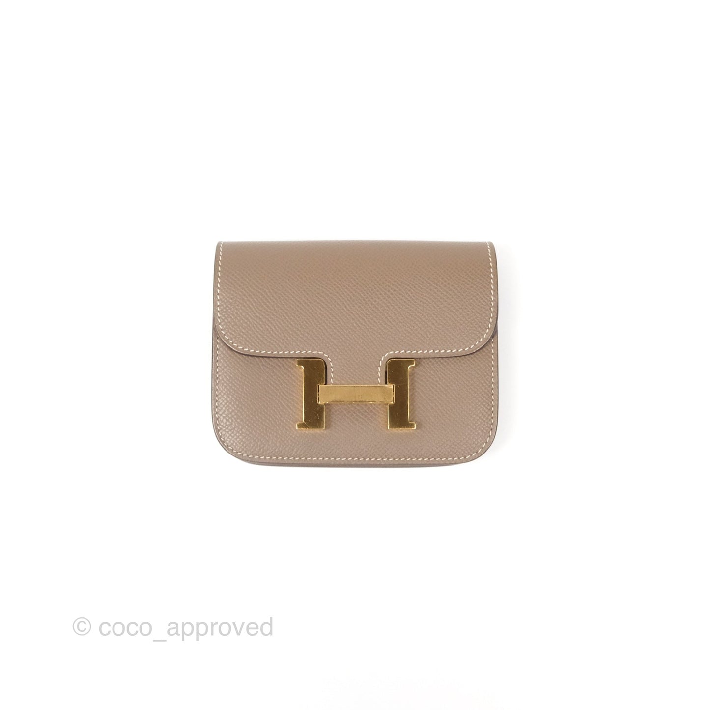 Hermès Constance Slim Wallet Etoupe Epsom Gold Hardware