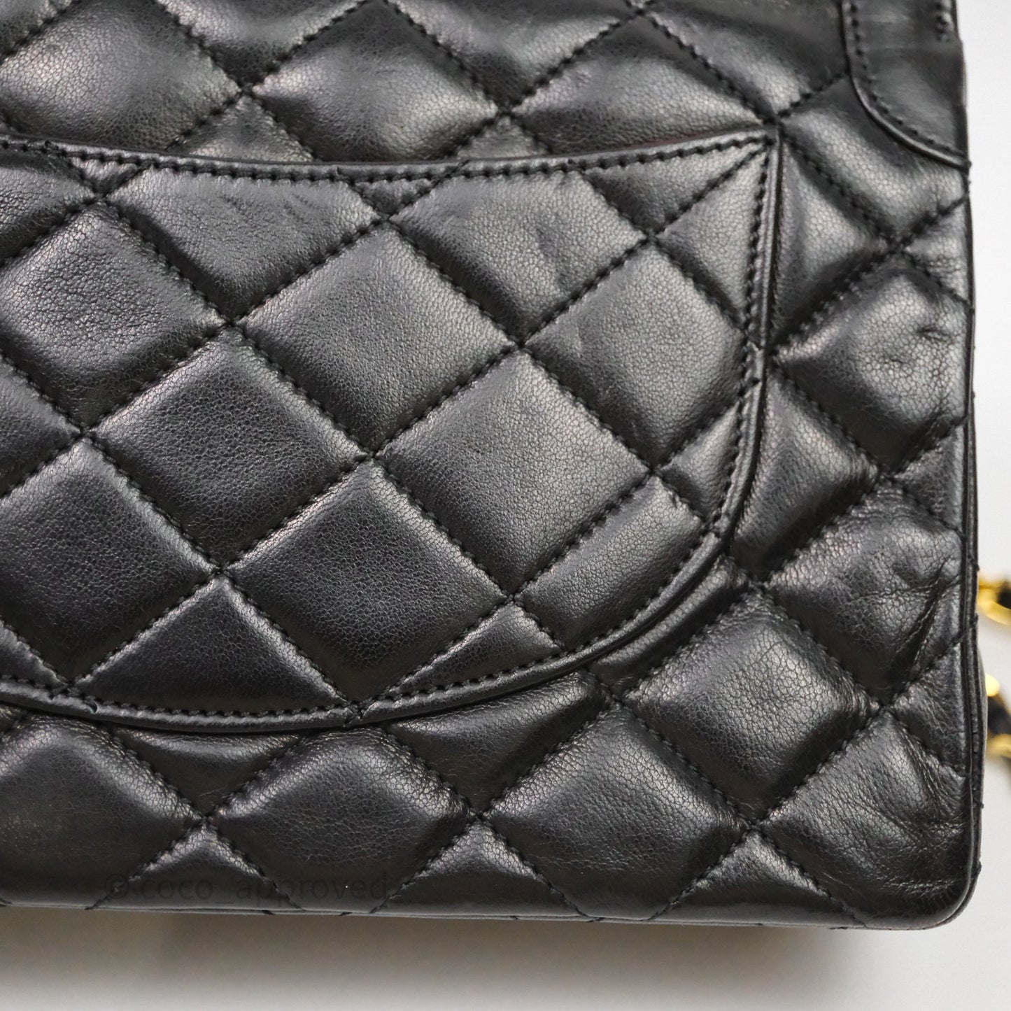 Chanel Quilted Vintage Flap Bag Lambskin Black 24K Gold Hardware