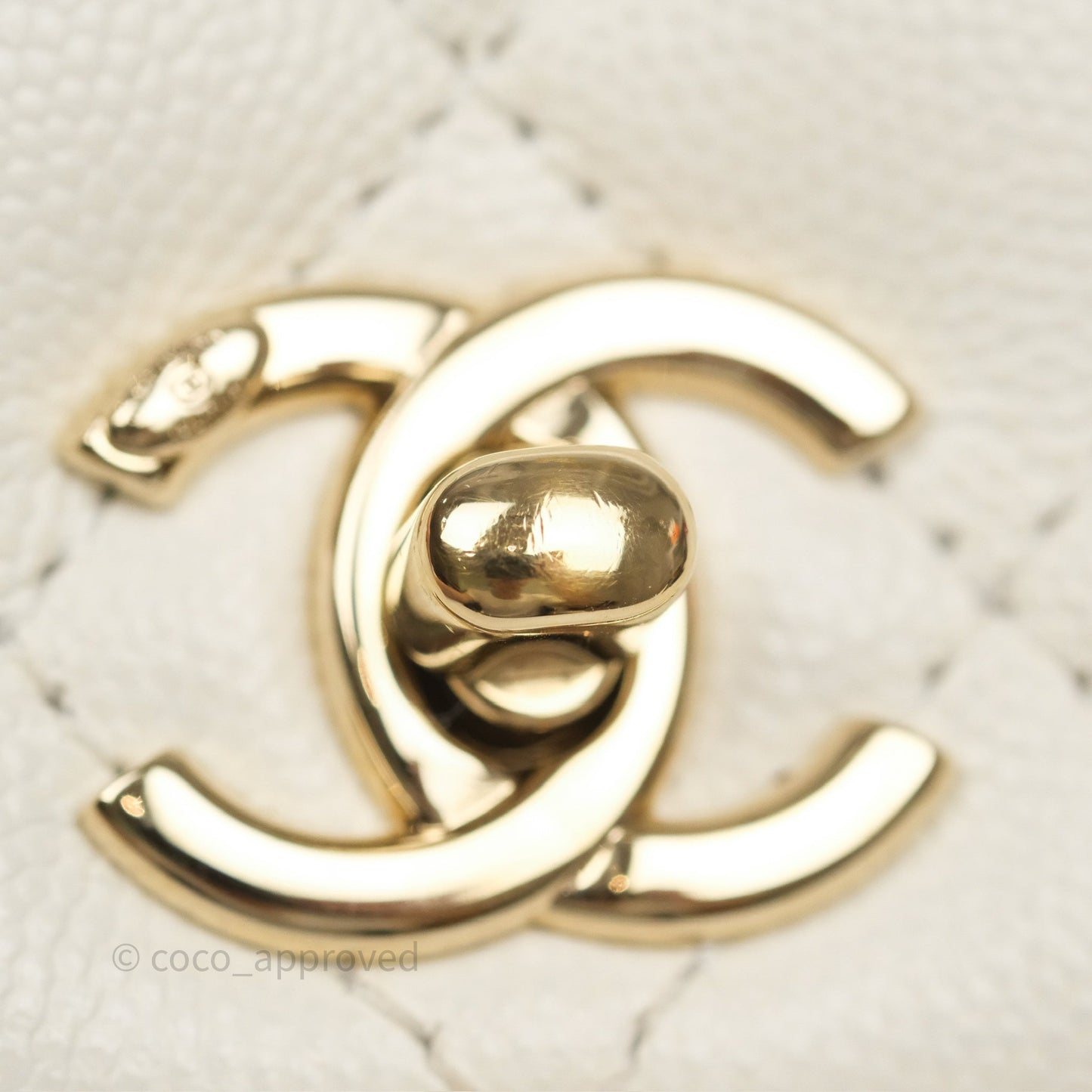 Chanel Mini Coco Handle Quilted Ivory White Caviar Gold Hardware