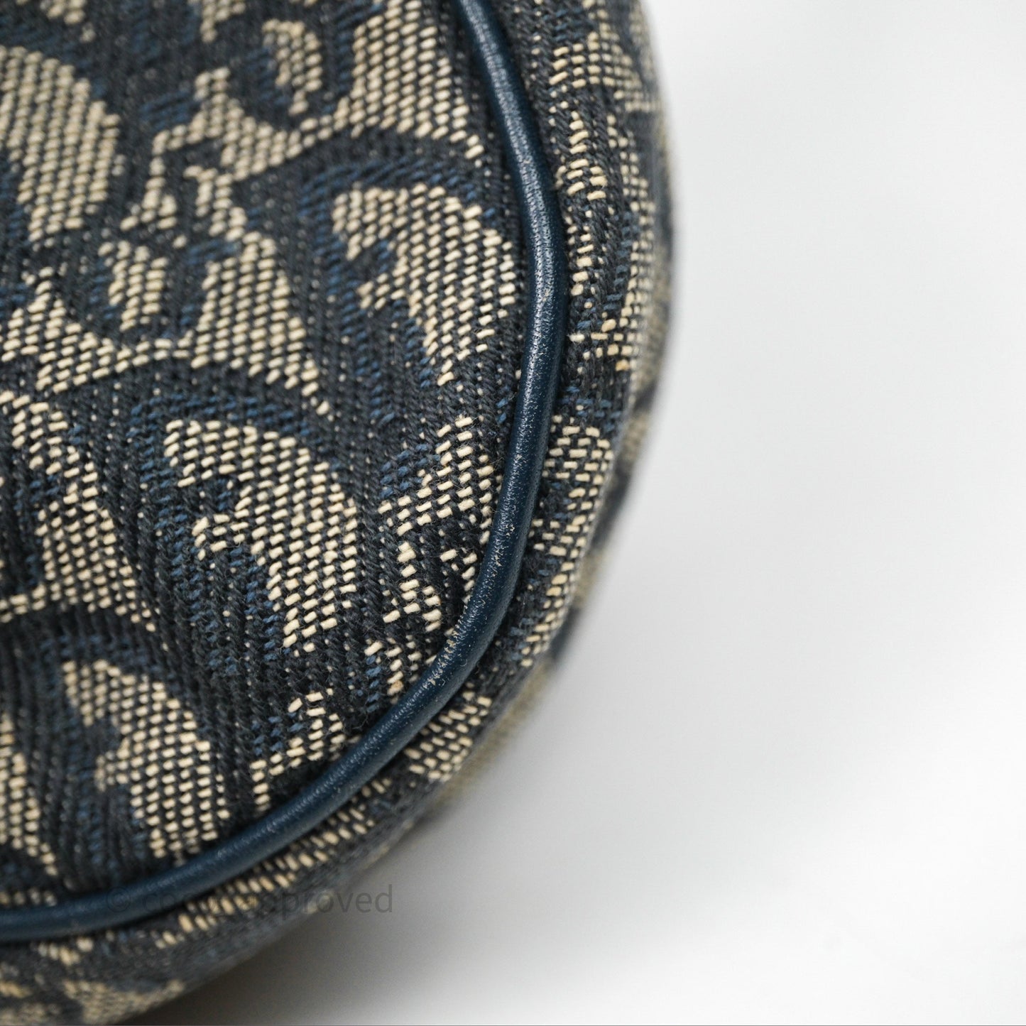 Christian Dior Vintage Mini Saddle Bag Blue Oblique Jacquard