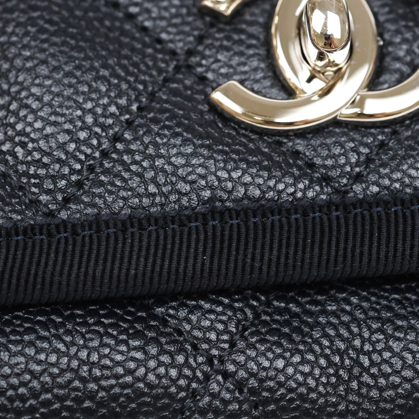 Chanel Top Handle Flap Bag Dark Navy Caviar Silver Hardware