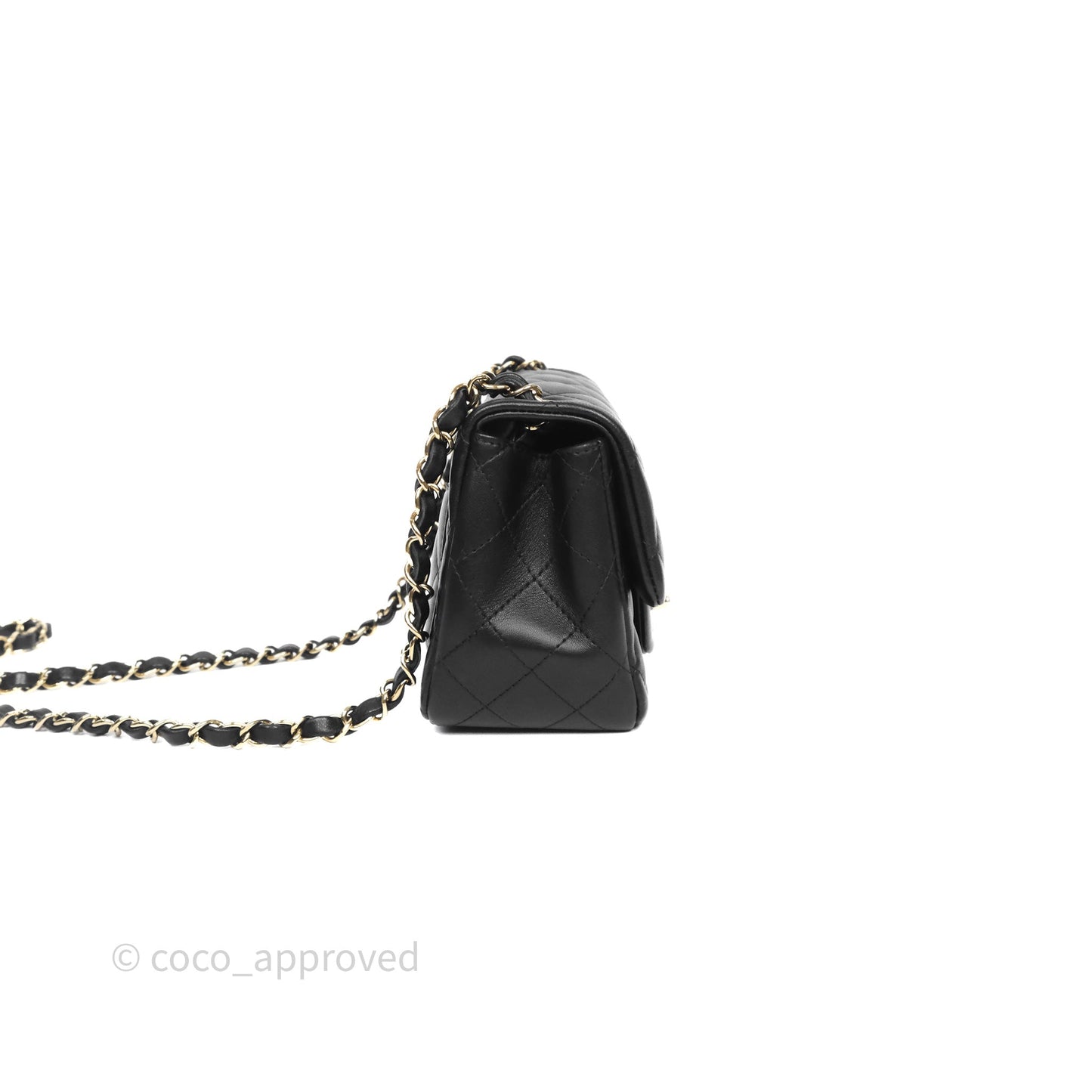 Chanel Mini Square Quilted Black Lambskin Gold Hardware