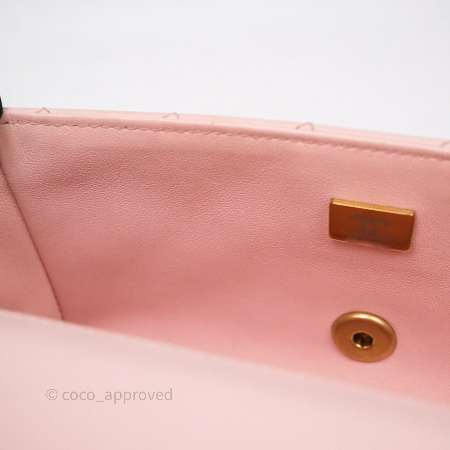Chanel Top Handle Mini Rectangular Flap Bag Pink Lambskin Aged Gold Hardware