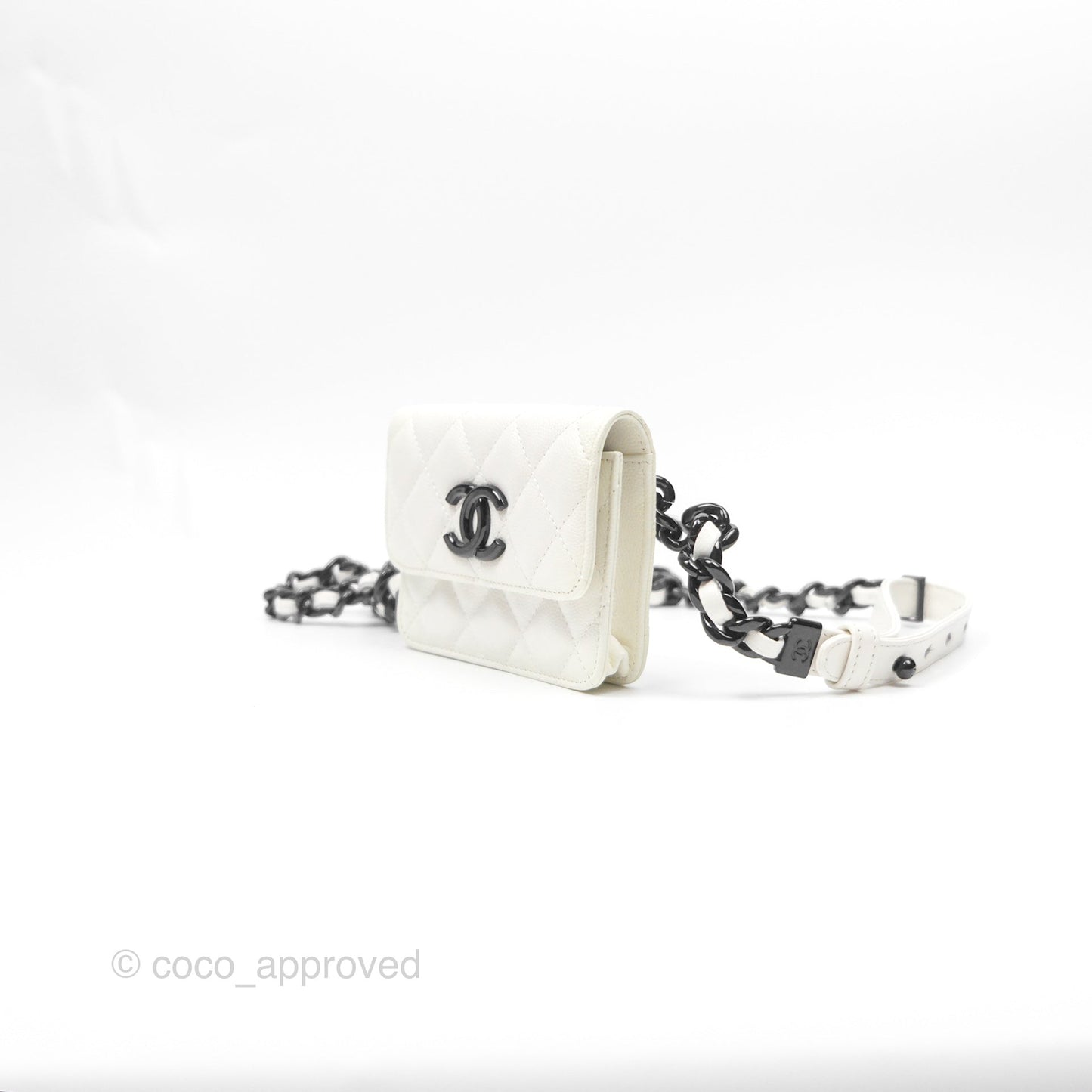 Chanel My Everything Belt Flap Card Holder White Caviar Incognito Hardware