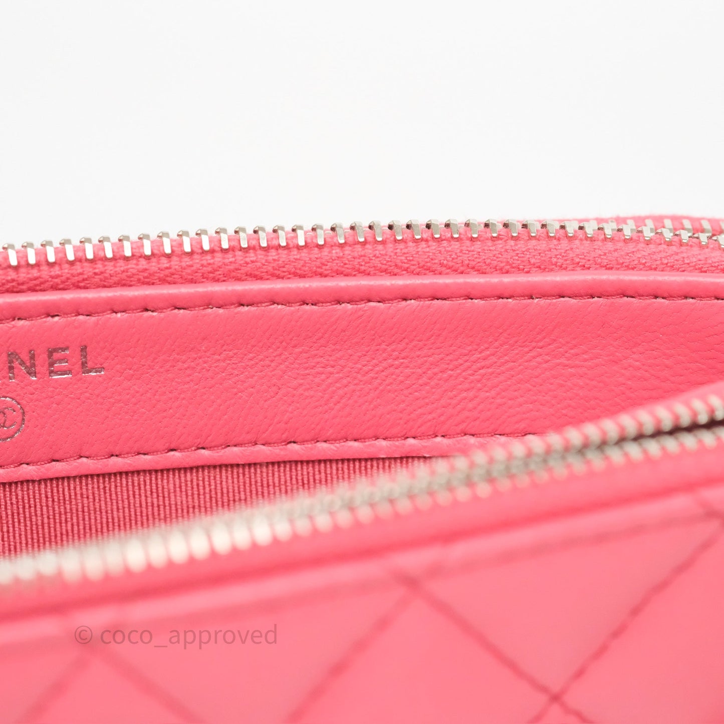 Chanel Double Zip Clutch On Chain Dark Pink Lambskin Silver Hardware