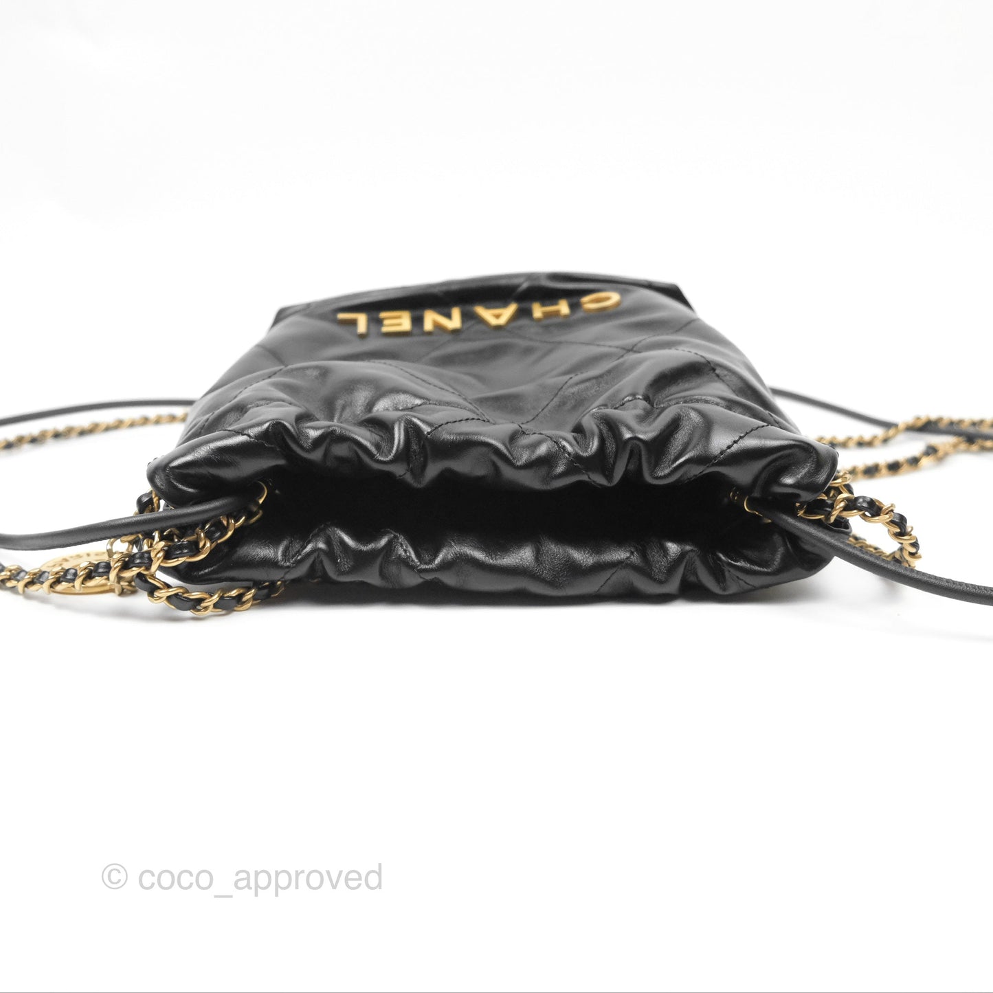 Chanel 22 Mini Bag Black Shiny Crumpled Calfskin