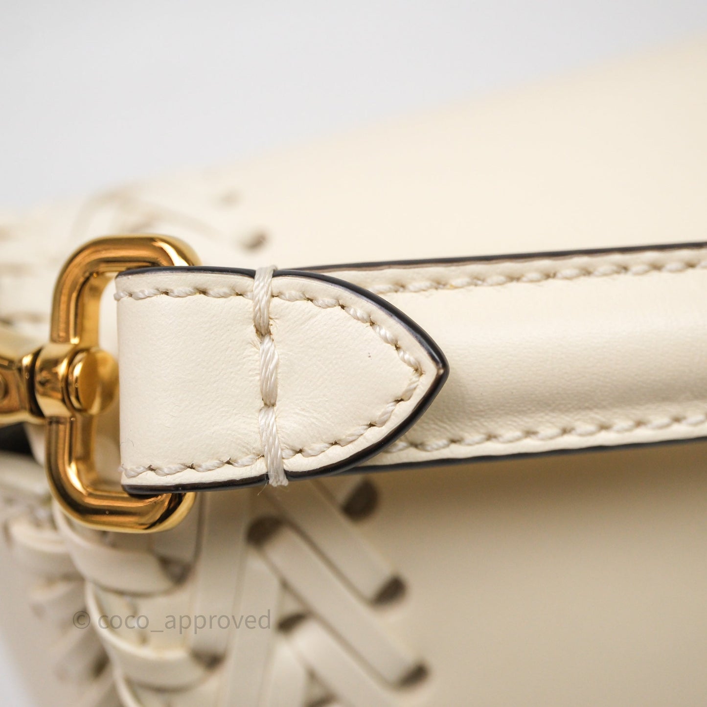 Fendi Braided Leather Baguette Bag Ivory Gold Hardware